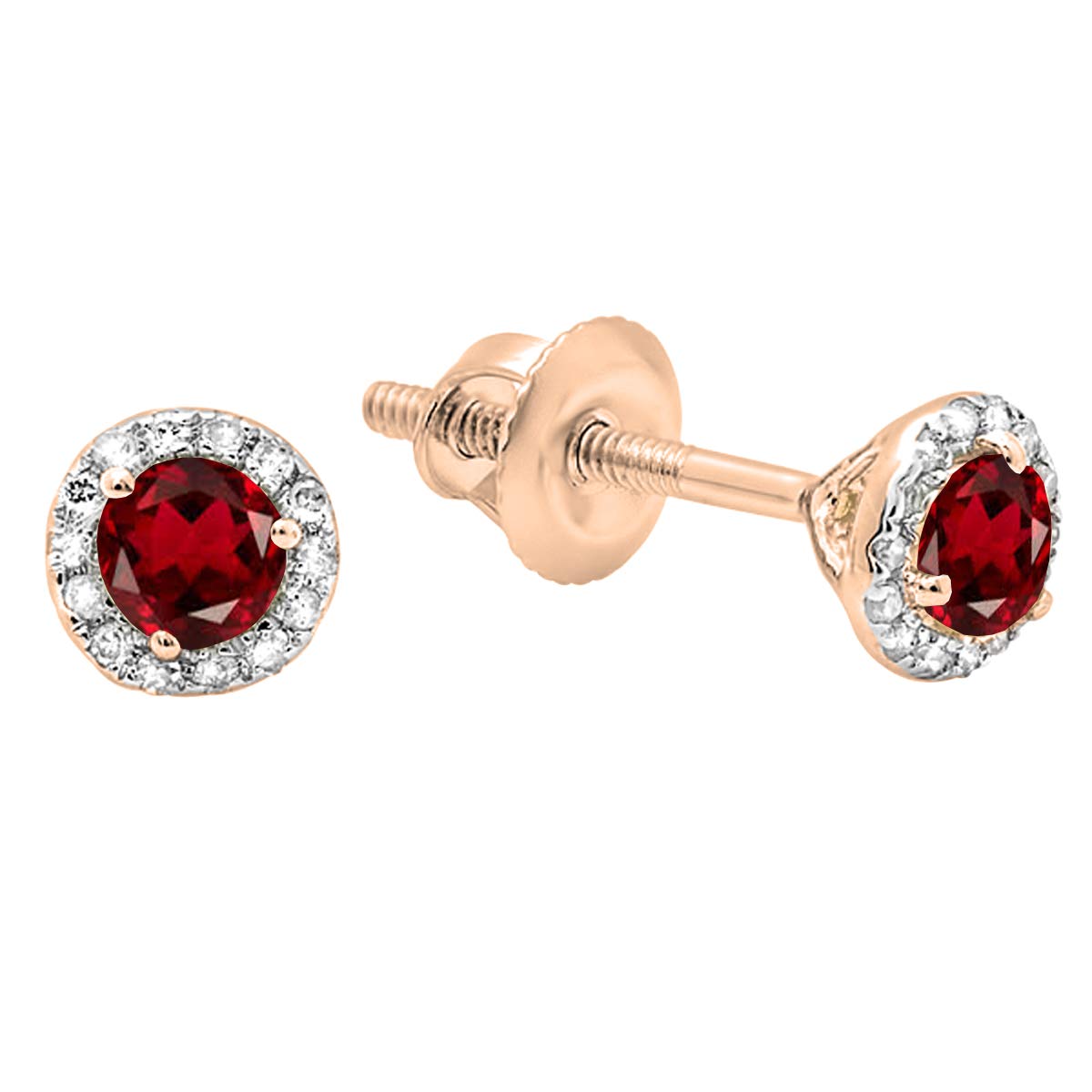 Dazzlingrock 10K Solid Rose Gold Halo Stud Earrings for Women with 3mm Round Gemstone & White Diamond – Perfect for Weddings, Parties & Everyday Elegance