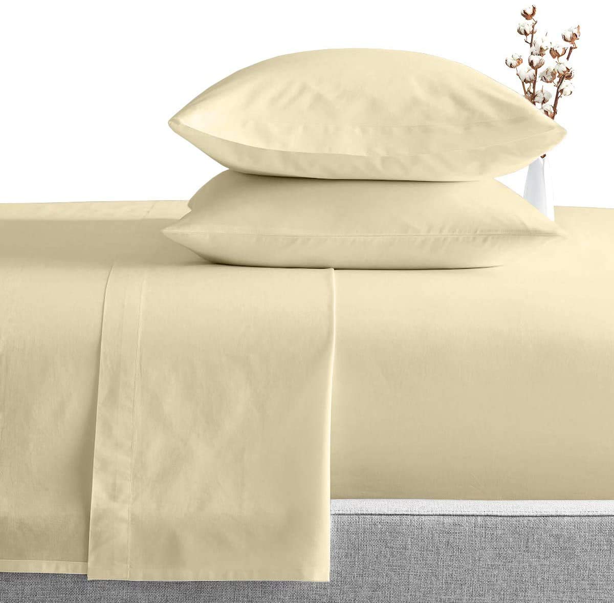 Premium Egyptian Giza Cotton 6-Piece Twin Sheet Set - 100% Breathable Luxury Bedding for Cool Sleep | Twin Size Bed Sheets in Ivory | Perfect for Guest Rooms, Dorms & Cozy Bedrooms