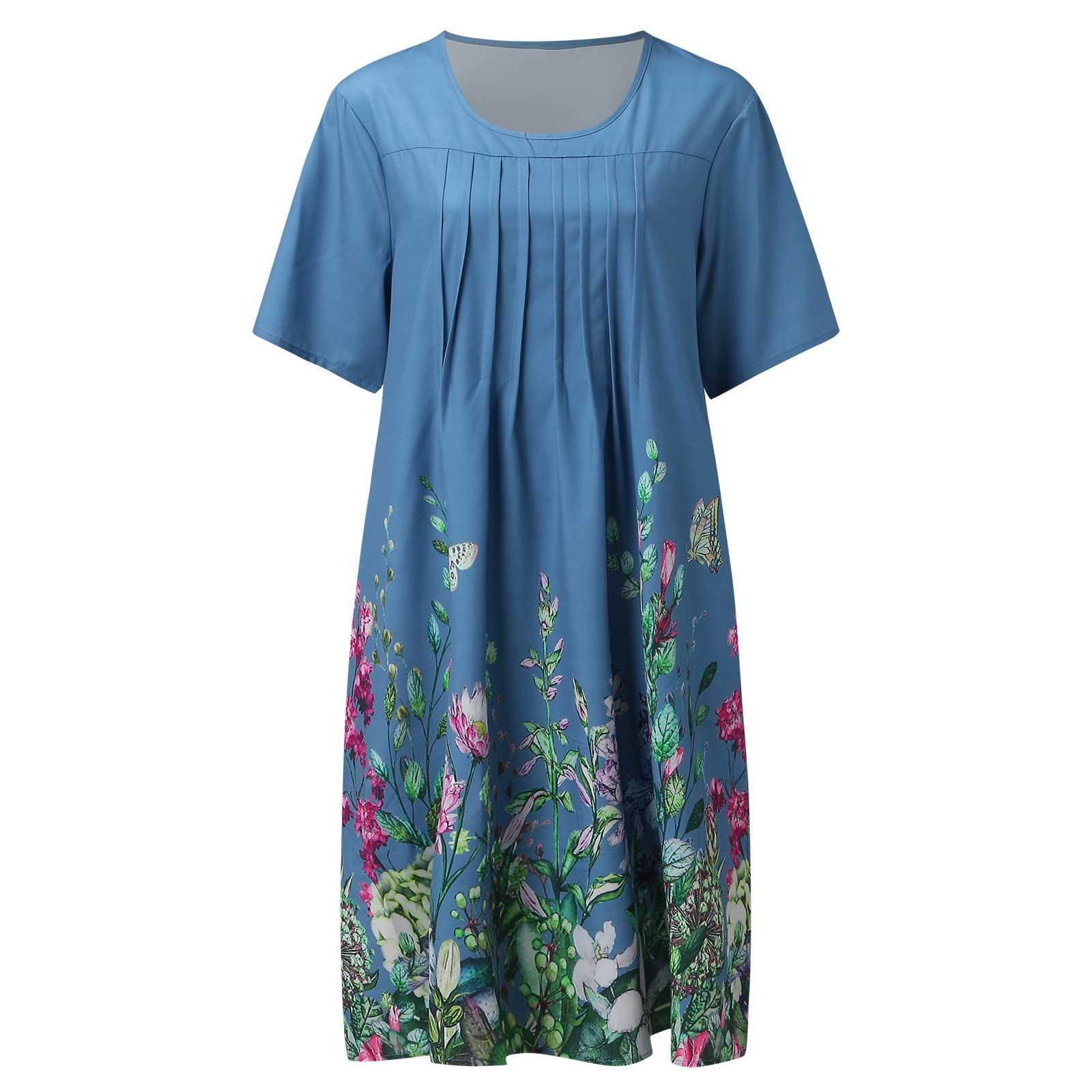 Kaniem Women's Floral Print V-Neck Midi Dress with Ruffle Hem - Perfect for Wedding Guest, Summer Parties & Casual Outings