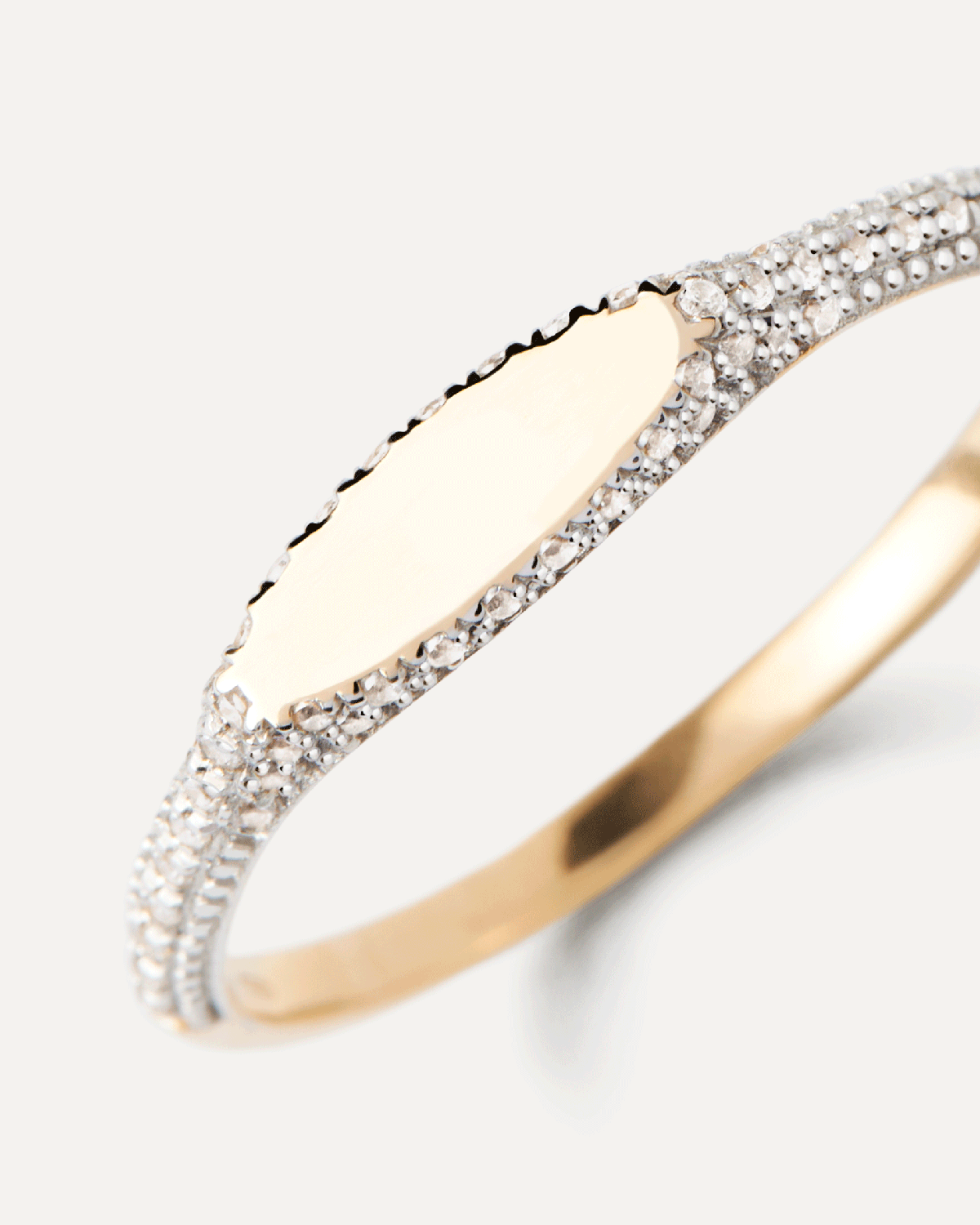 GRID4 Diamond and Gold Tess Stamp Ring - Elegant Jewelry for Women, Perfect for Weddings, Parties & Everyday Wear