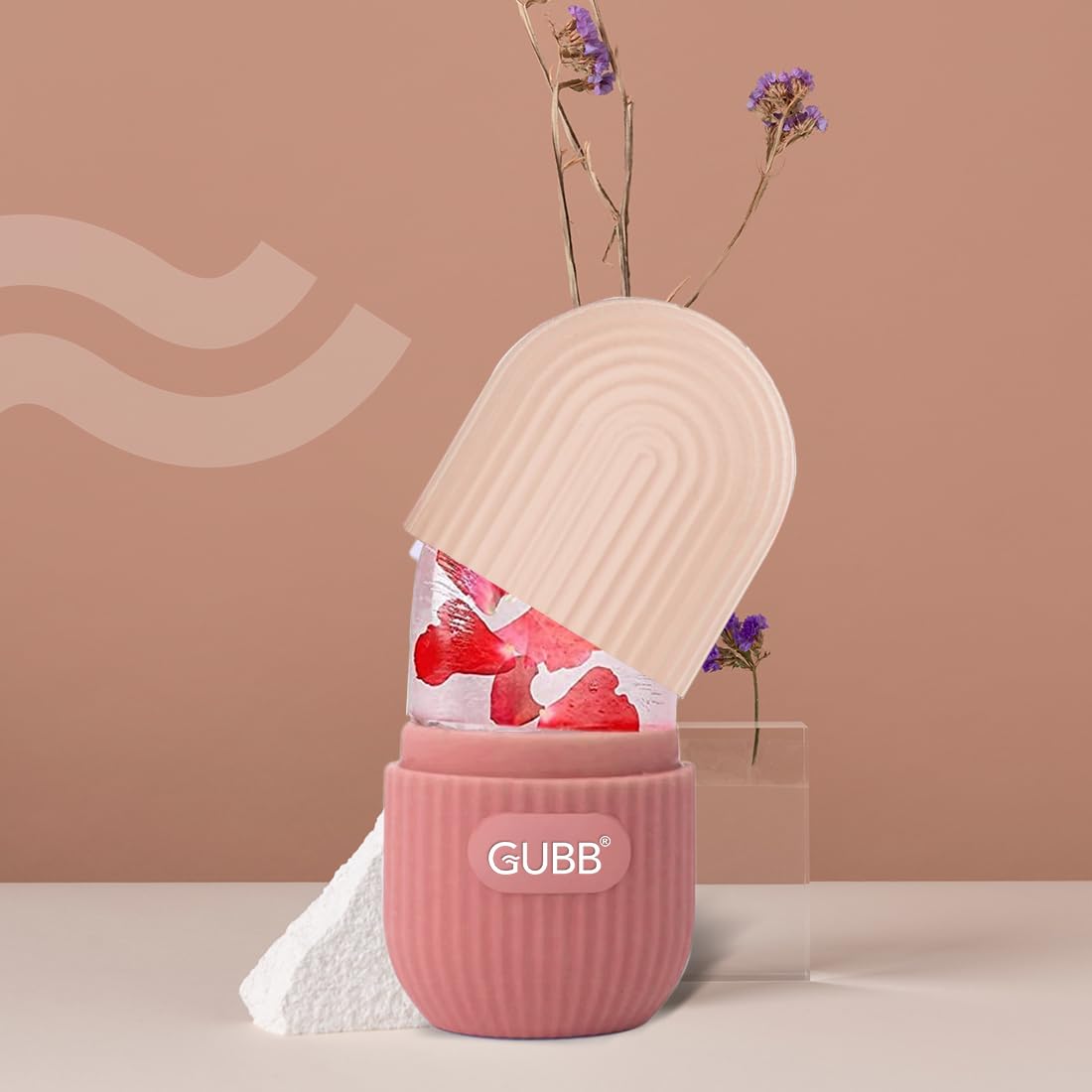 GUBB Ice Roller for Face, Eyes & Neck - Reusable Silicone Facial Massager for Skin Tightening & Glow | Reduce Puffiness & Dark Circles | Perfect for Morning Routine & Post-Workout Recovery (Pink)