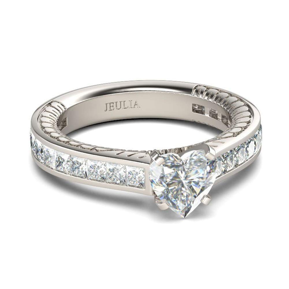 Jeulia 2 Carat Heart Cut Cubic Zirconia Engagement Ring - 925 Sterling Silver Wedding Band for Women, Anniversary & Valentine's Day Gift - Perfect for Proposals, Bridal Jewelry & Romantic Occasions