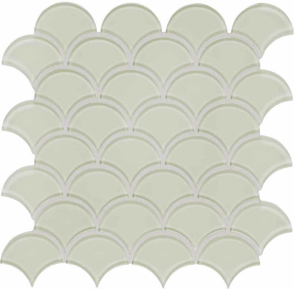 Premium Glass Mosaic Tile Scallop Creamy - Peel and Stick Backsplash for Kitchen, Bathroom & DIY Home Decor Projects