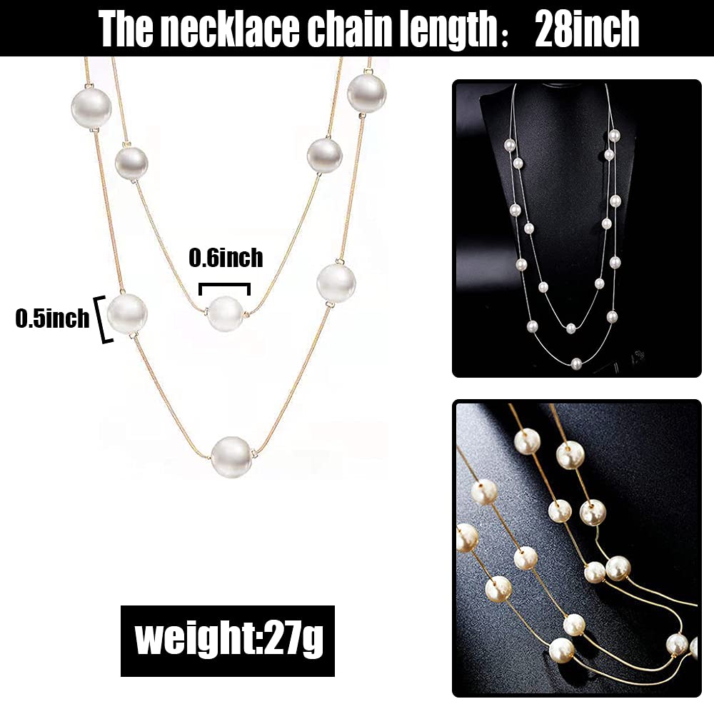 Fashion Bohemian Layered Pearl Sweater Necklace for Women - Gold & Silver Tone Statement Jewelry Gift - Perfect for Casual Outfits, Office Wear & Special Occasions