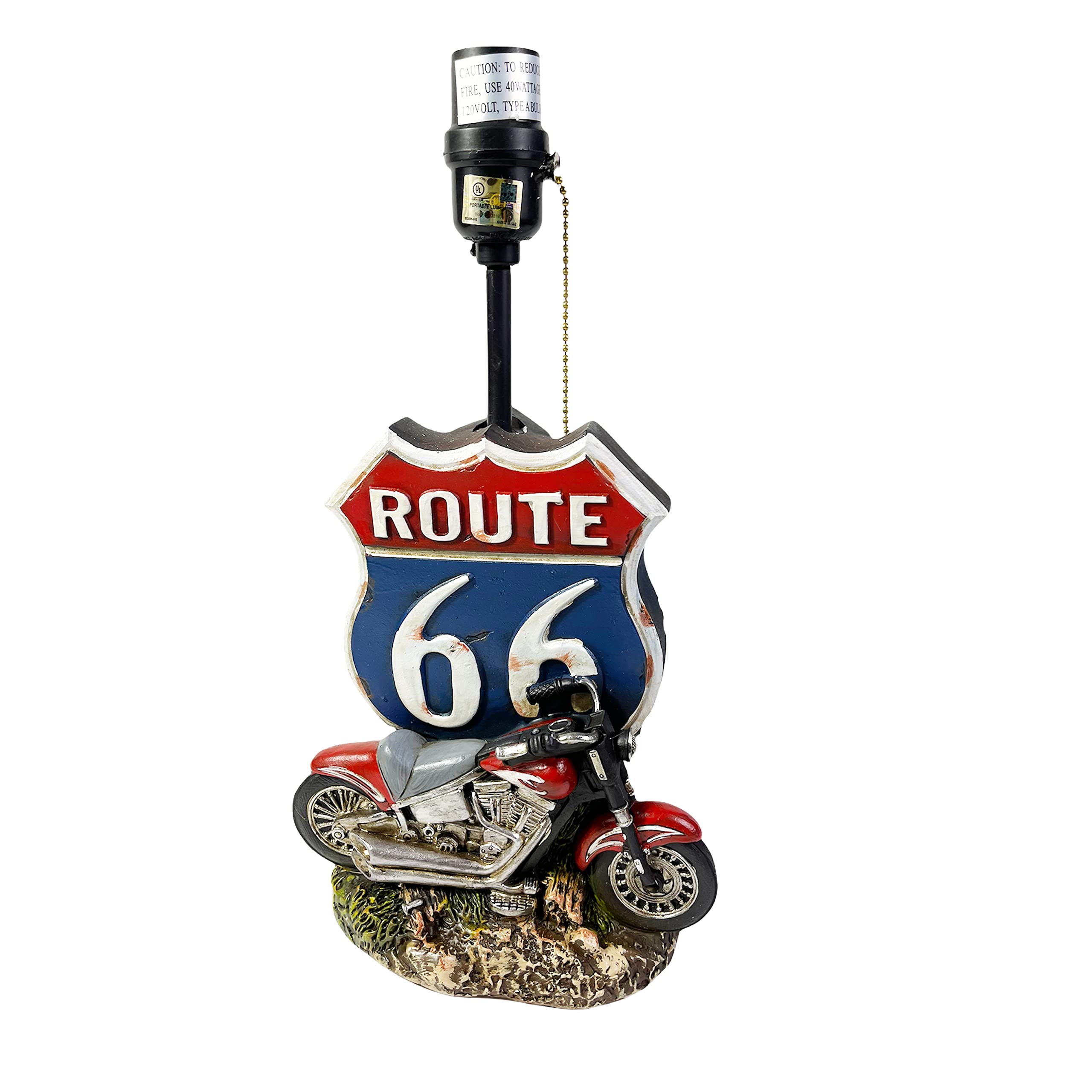 Urbalabs Biker Route 66 Motorcycle Chain Gas Pump Lamp - Rustic Man Cave Decor, Farmhouse Nightstand & Living Room End Table Lighting - Brown Shade Only | Perfect for Bedroom, Office & Western-Themed Home Decor