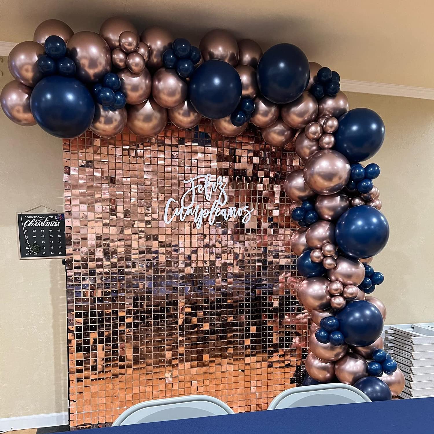 24PCS Rose Gold Sequin Backdrop Panels - COKAOBE Shimmer Wall Decoration for Birthday, Wedding, Anniversary & Engagement Photos | Elegant Party Decor & Event Background