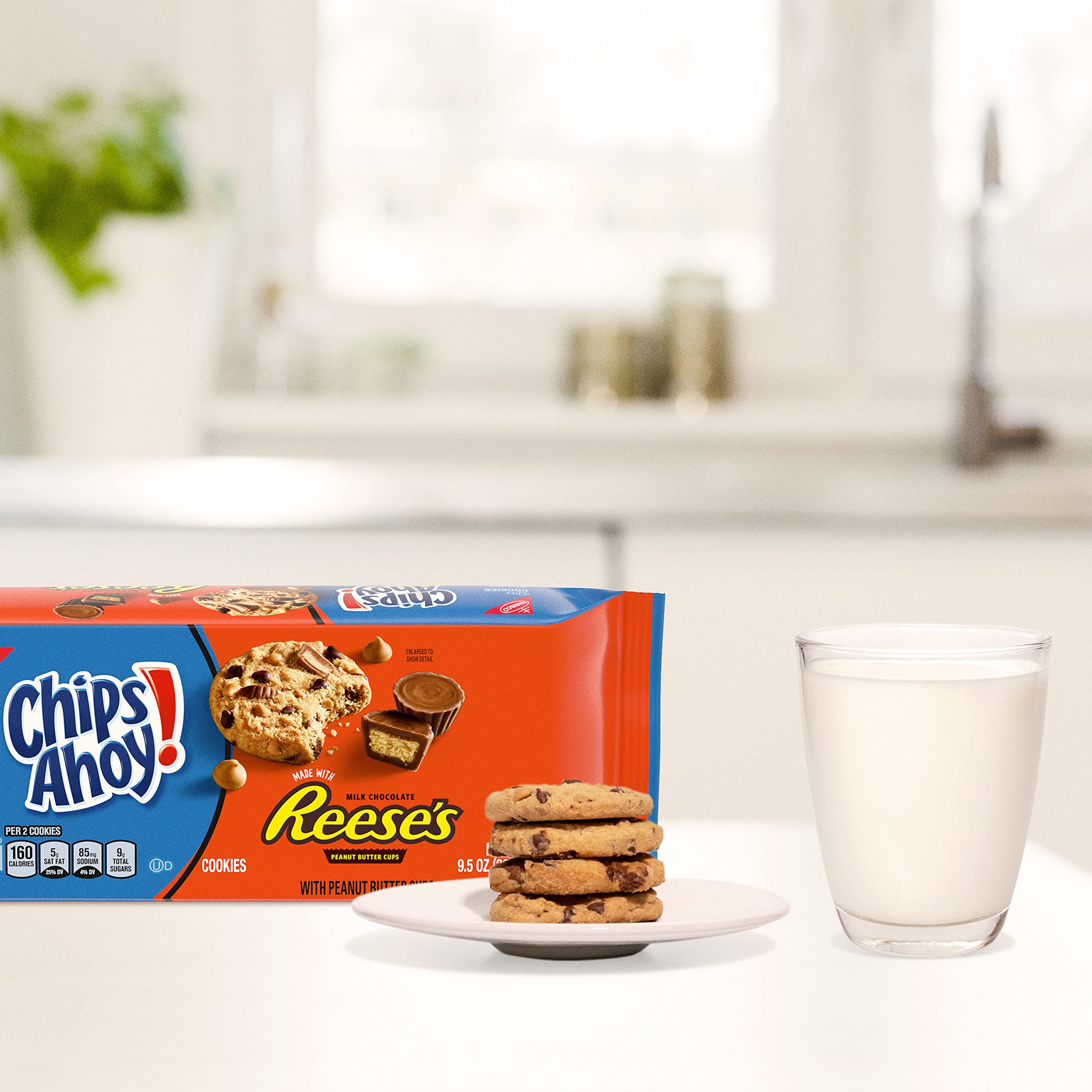 CHIPS AHOY! Reese’s Peanut Butter Cup Chocolate Chip Cookies - 12 Pack (9.5 oz Each) | Bulk Snacks for Office, School & Party Treats