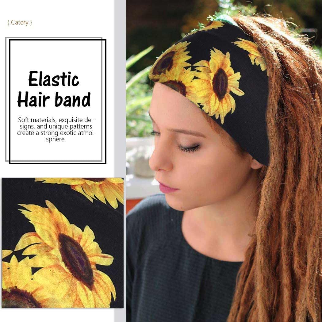 Stylish Extra Wide Sunflower Headbands for Women - Fashionable Hair Accessories for Summer, Weddings, and Outdoor Events