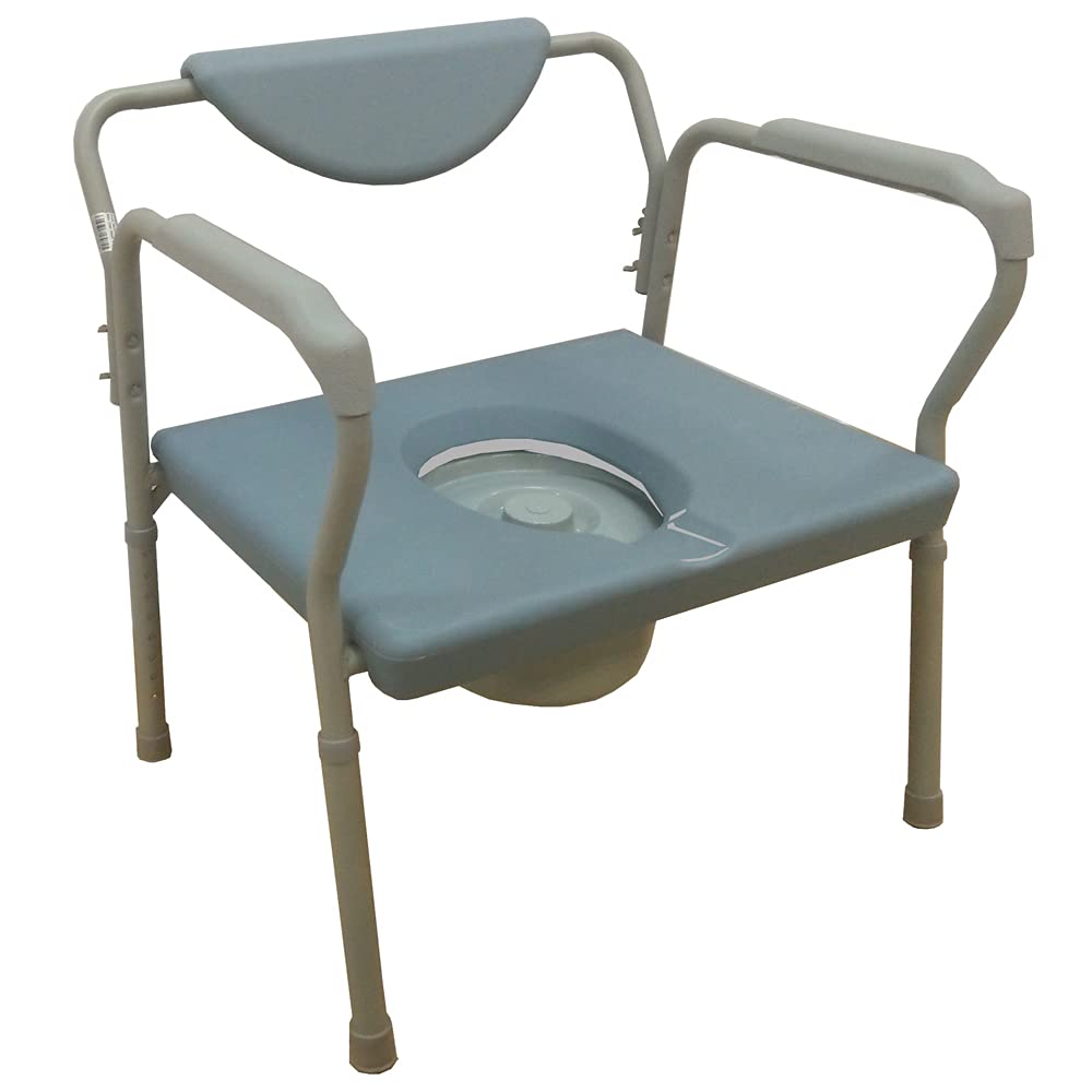 NRS Healthcare Extra Wide Height Adjustable Commode Toilet - Large Grey Portable Commode for Elderly & Disabled - Home & Hospital Use