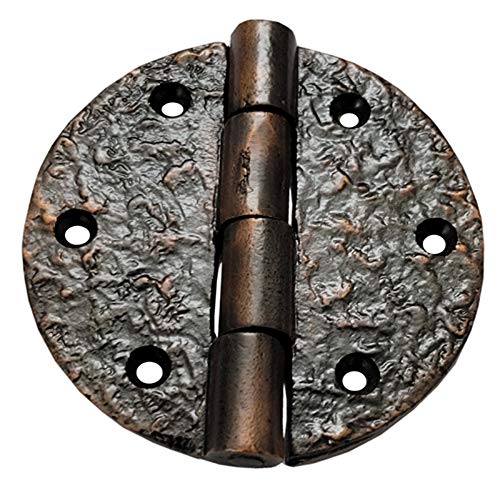 Antique Iron Round Cabinet Hinges - Oil Rubbed Bronze Finish (16 Pack) - Heavy Duty Trunk & Furniture Hardware for Vintage Style Restoration Projects
