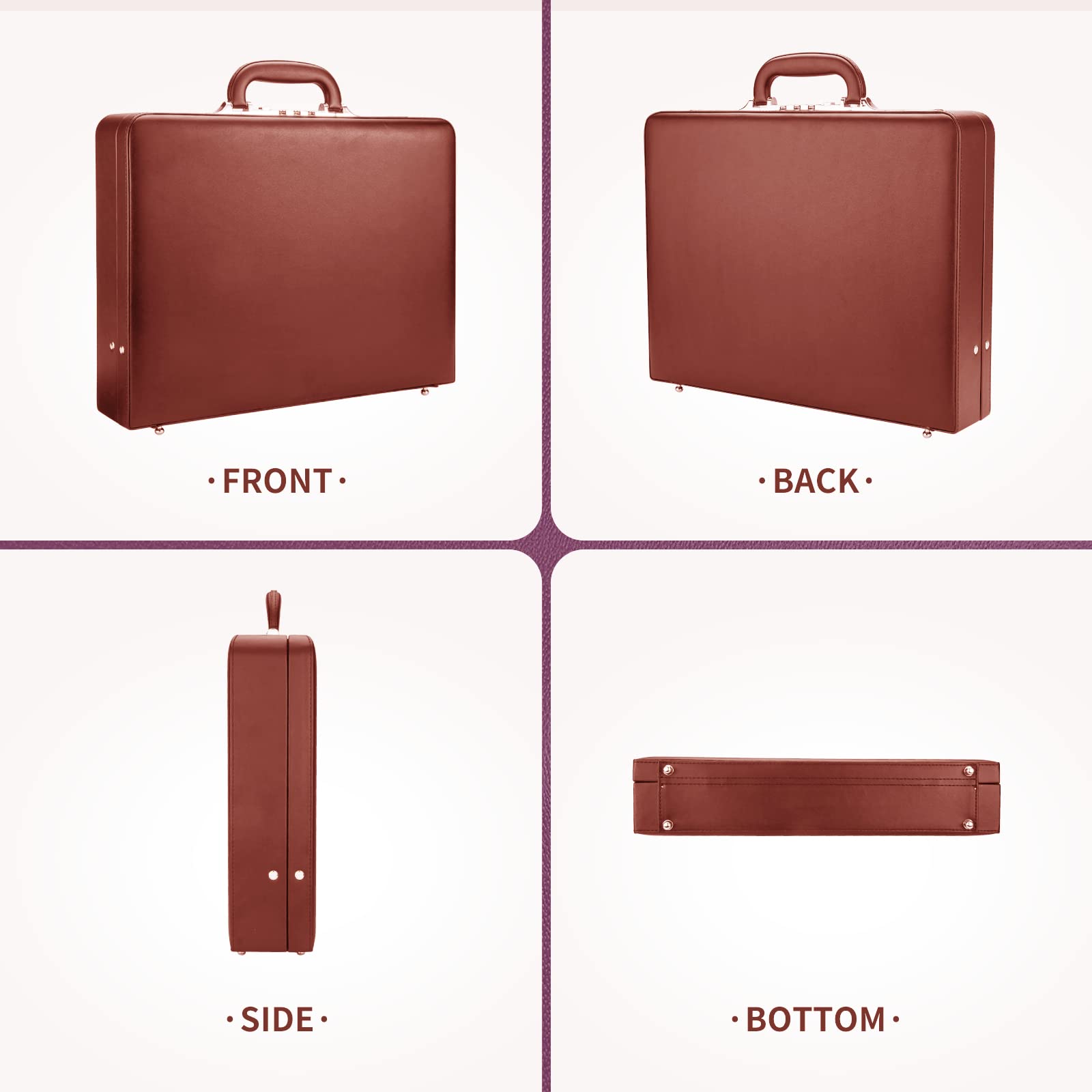 Professional Men's Leather Business Briefcase with Lock - Durable Hard Case Attache for Executives & Office Work - Perfect for Business Meetings, Travel & Daily Commute