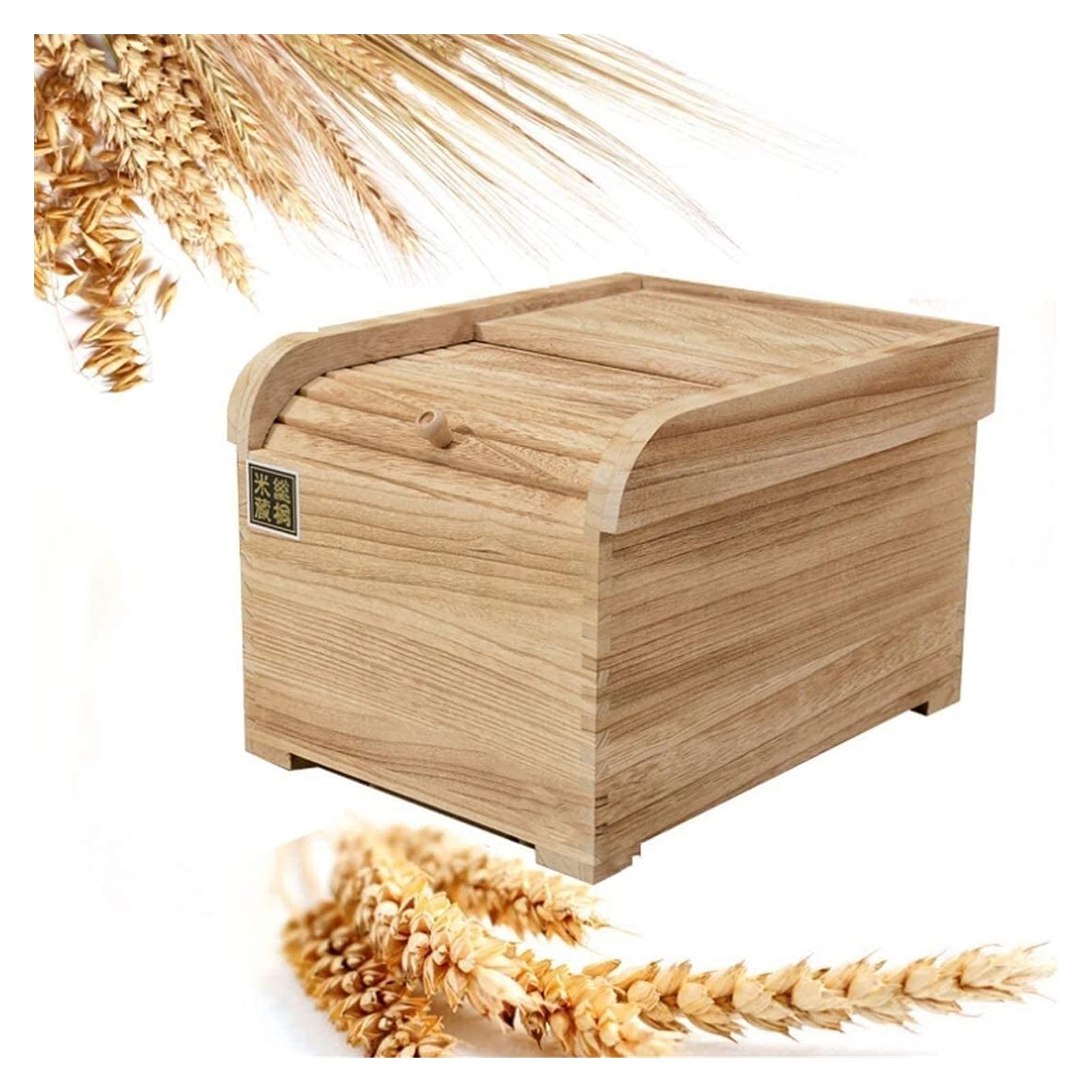 YIWANGO 5kg Airtight Rice Storage Container with Lid & Measuring Cup - Wooden Grain & Food Storage Bin for Kitchen Organization - Perfect for Rice, Flour, Sugar & Dry Food Storage (Color: 2)