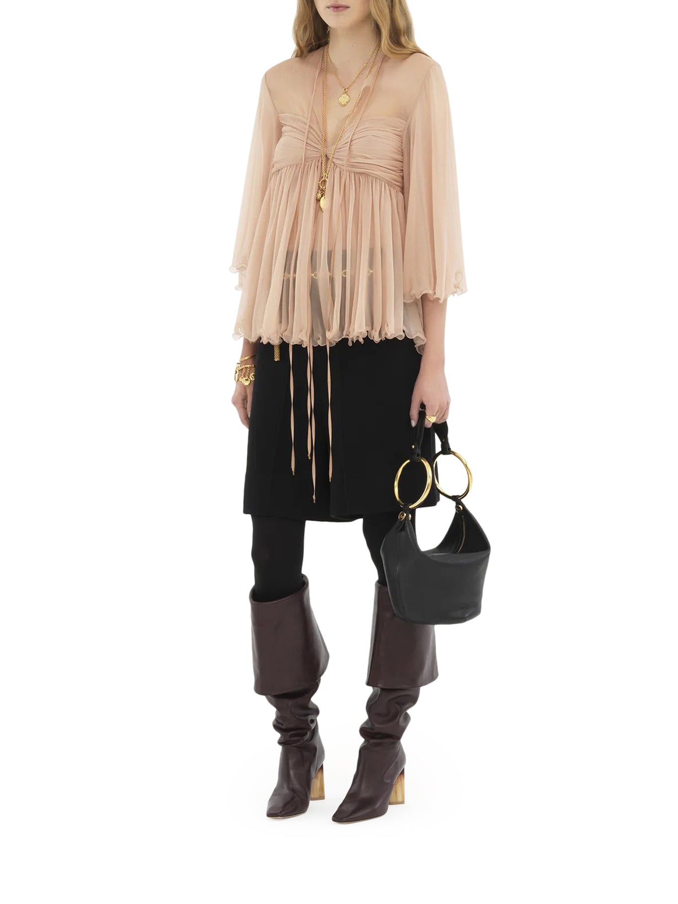 Elegant Silk Mousseline Pleated Top for Women | Breathable & Luxurious Blouse | Perfect for Office Wear, Date Nights & Special Occasions