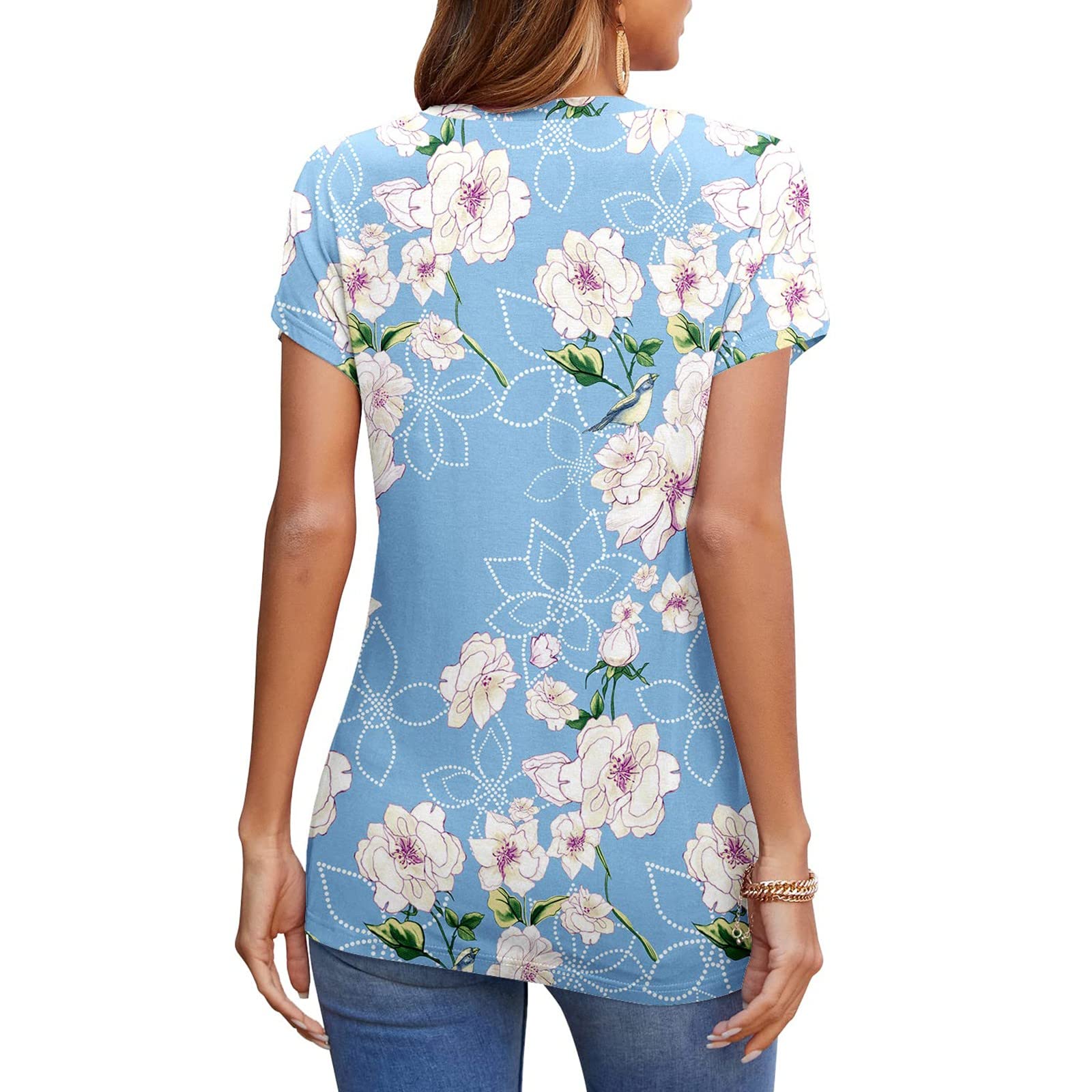 Women's Short Sleeve T-Shirts - Summer Casual Loose Tunic Top with Front Twist Detail | Trendy Basic Tee for Work & Everyday Wear | Comfortable Ladies Blouse for Office, Outings & Relaxation