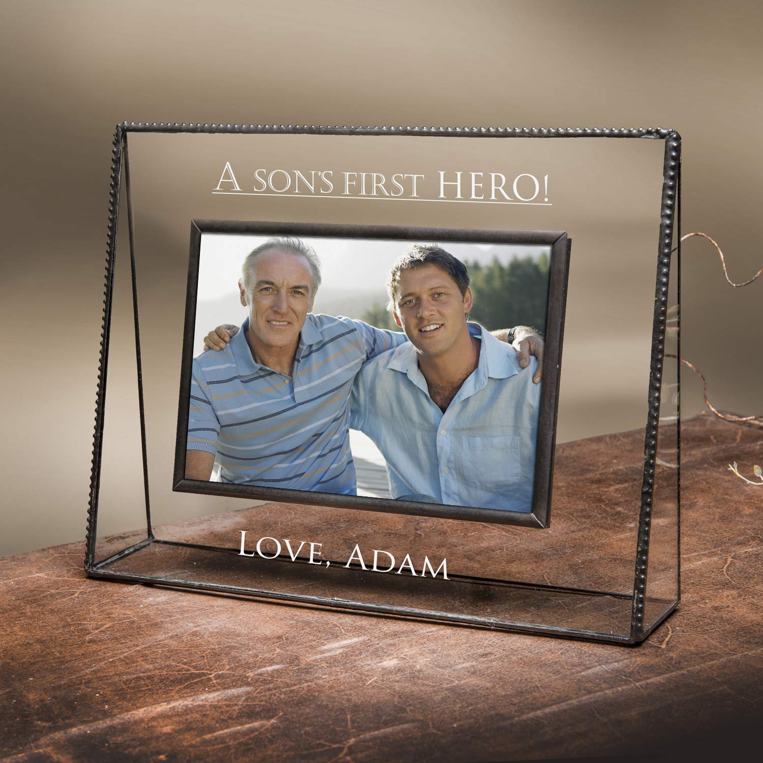 Personalized Dad Picture Frame - Engraved Glass Keepsake for Father's Day & Birthday - Home & Office Decor