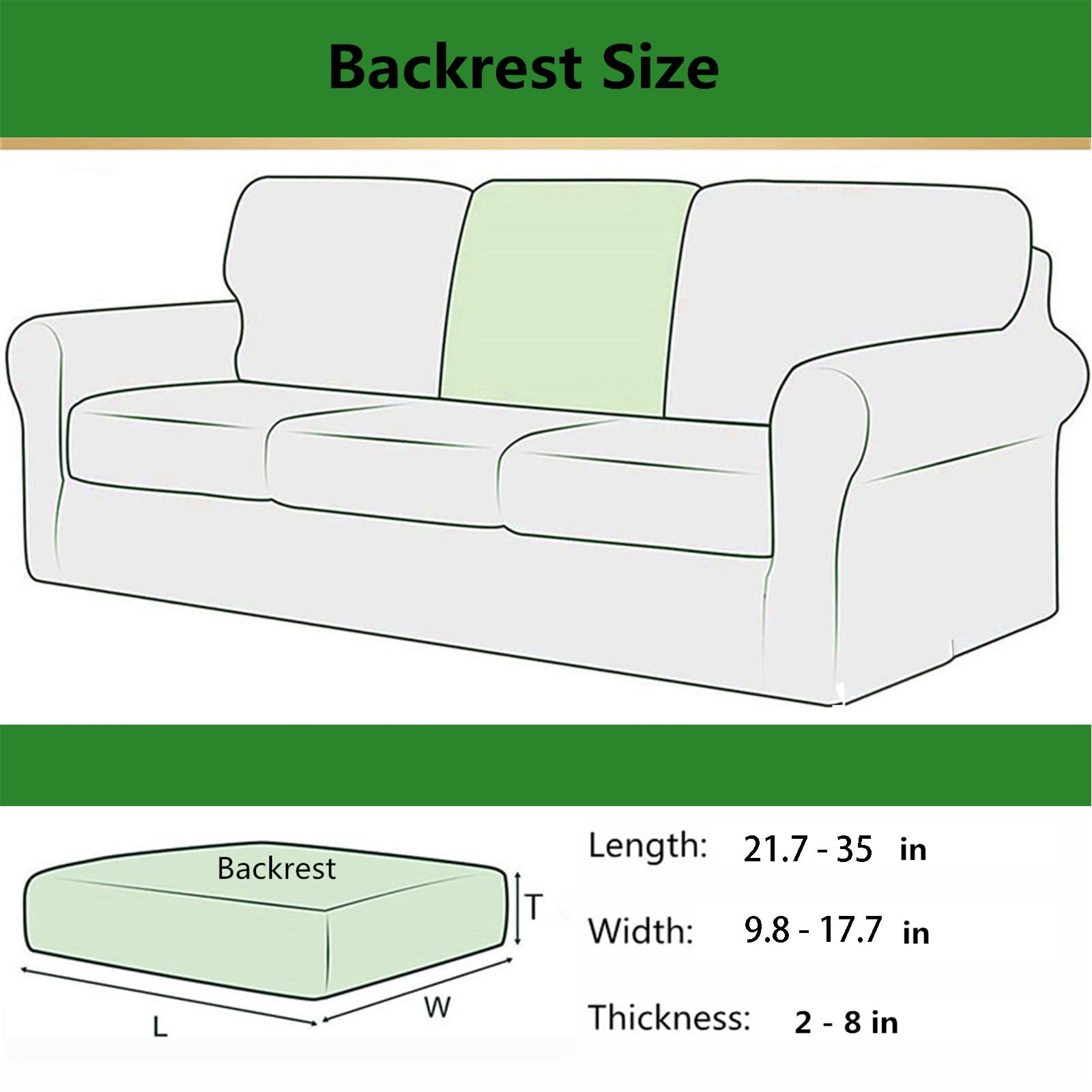 Stretch Waterproof Sofa Cushion Covers - High Elastic Fabric Slipcovers for Couches & Chairs (Light Grey, Backrest Included) | Perfect for Pets, Kids & Spill Protection in Living Rooms