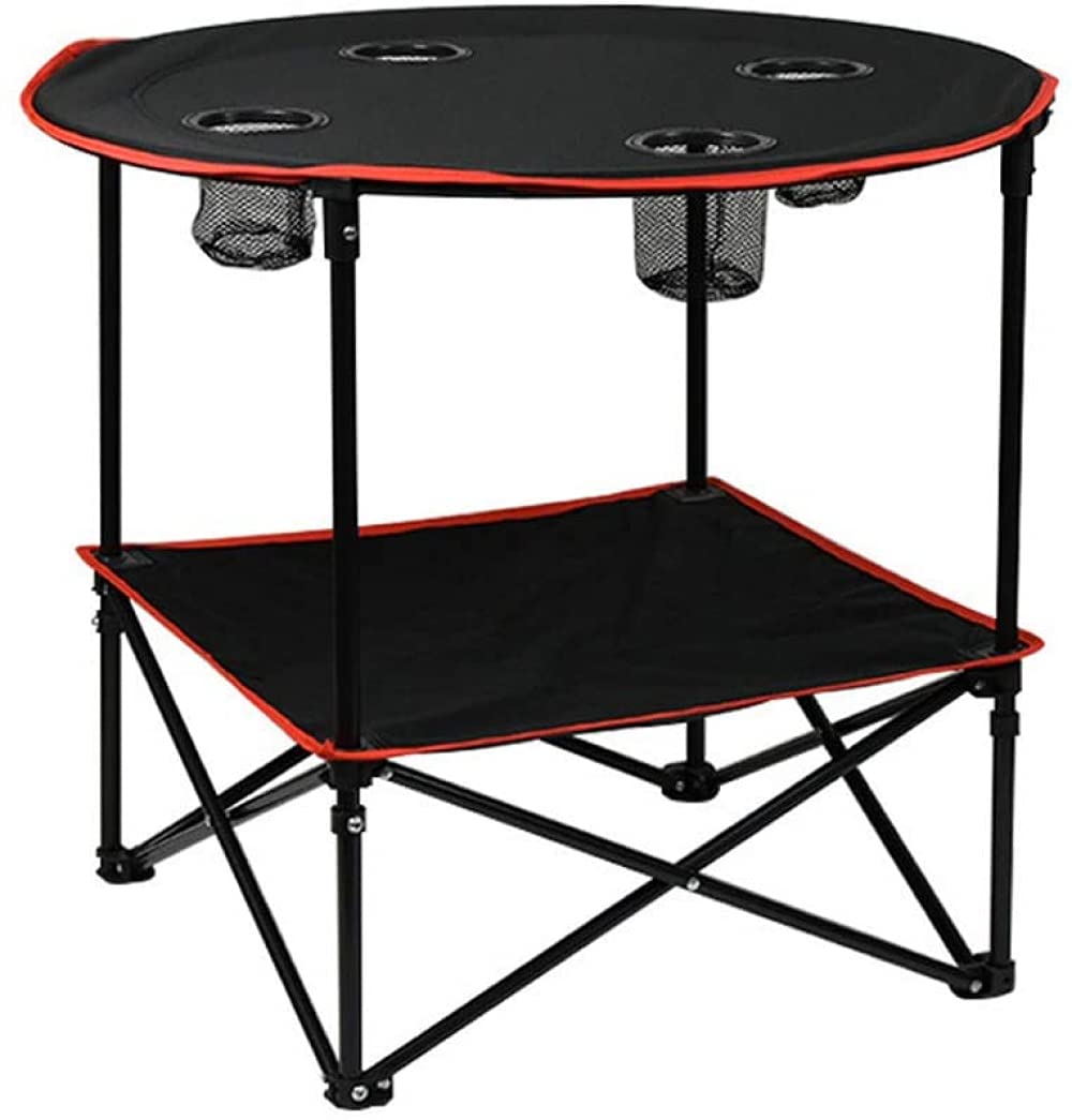 YRHH Portable Folding Camping Table with 4 Cup Holders - Lightweight Outdoor Picnic Side Table for Beach, Backyard, Patio & Travel - Includes Carry Case for Easy Storage & Transport - Perfect for Camping Trips, BBQs, Tailgating & Outdoor Adventures