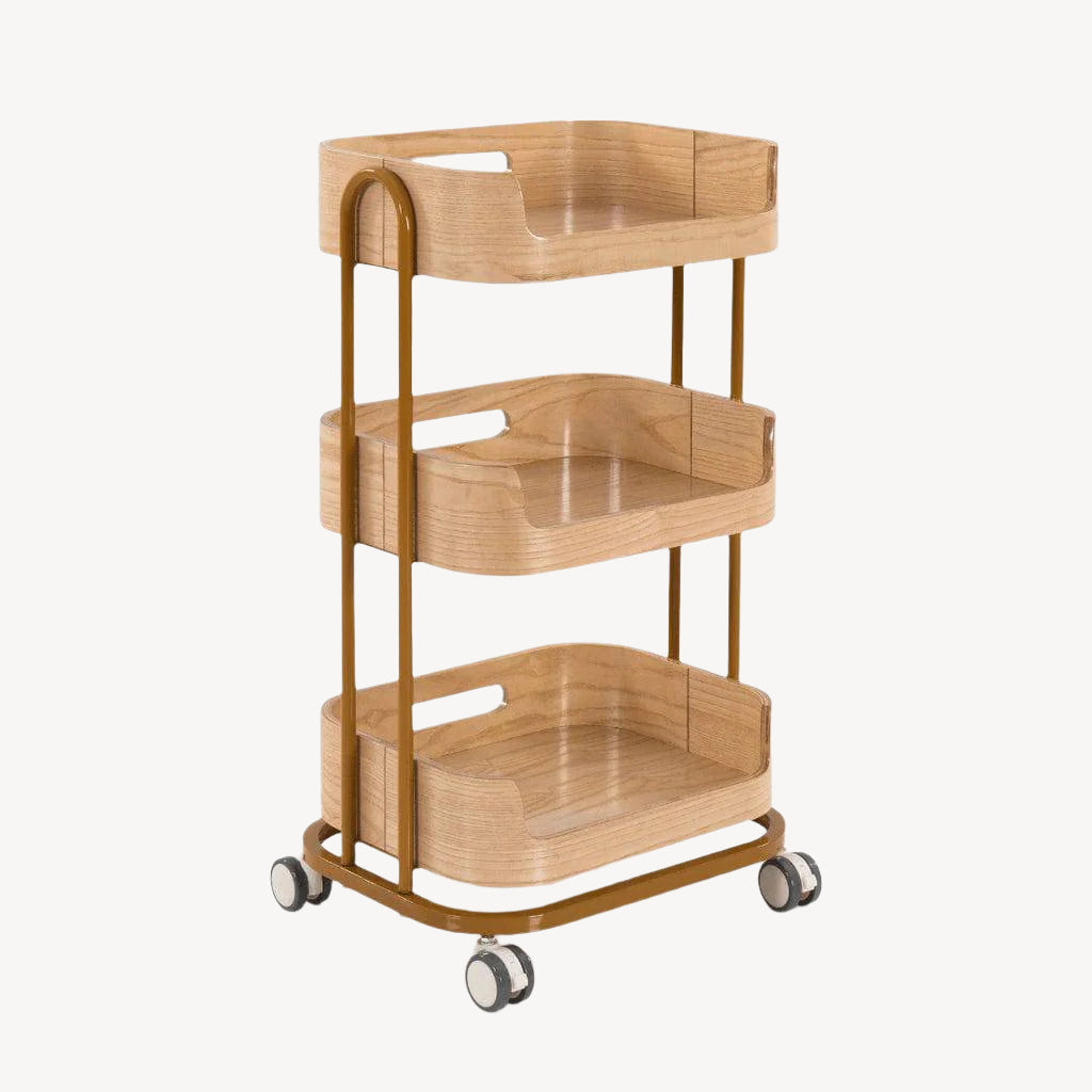Beauty Salon Rolling Trolley Cart - Professional Mobile Storage Organizer for Hair Stylists & Nail Technicians - Perfect for Salon, Spa & Home Use - Burlywood Finish
