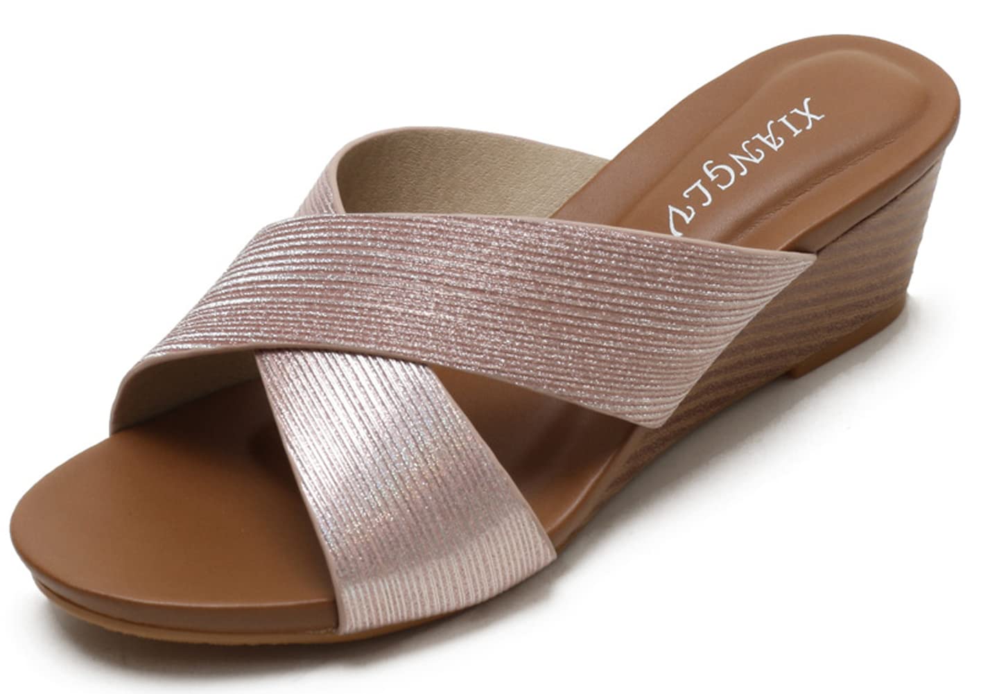 Women's Comfortable Wedge Sandals with Cross Strap - Breathable Slides for Casual Wear, Plus Size Slippers - Perfect for Beach, Vacation & Summer Outfits
