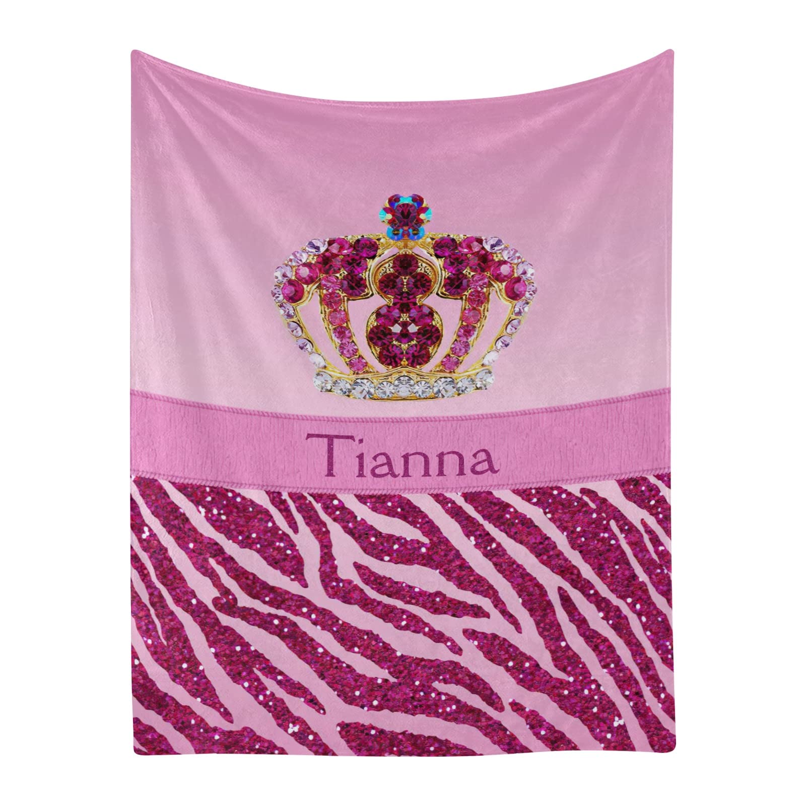 Custom Personalized Pink Rose Diamond Golden Fleece Blanket with Name - Super Soft 50
