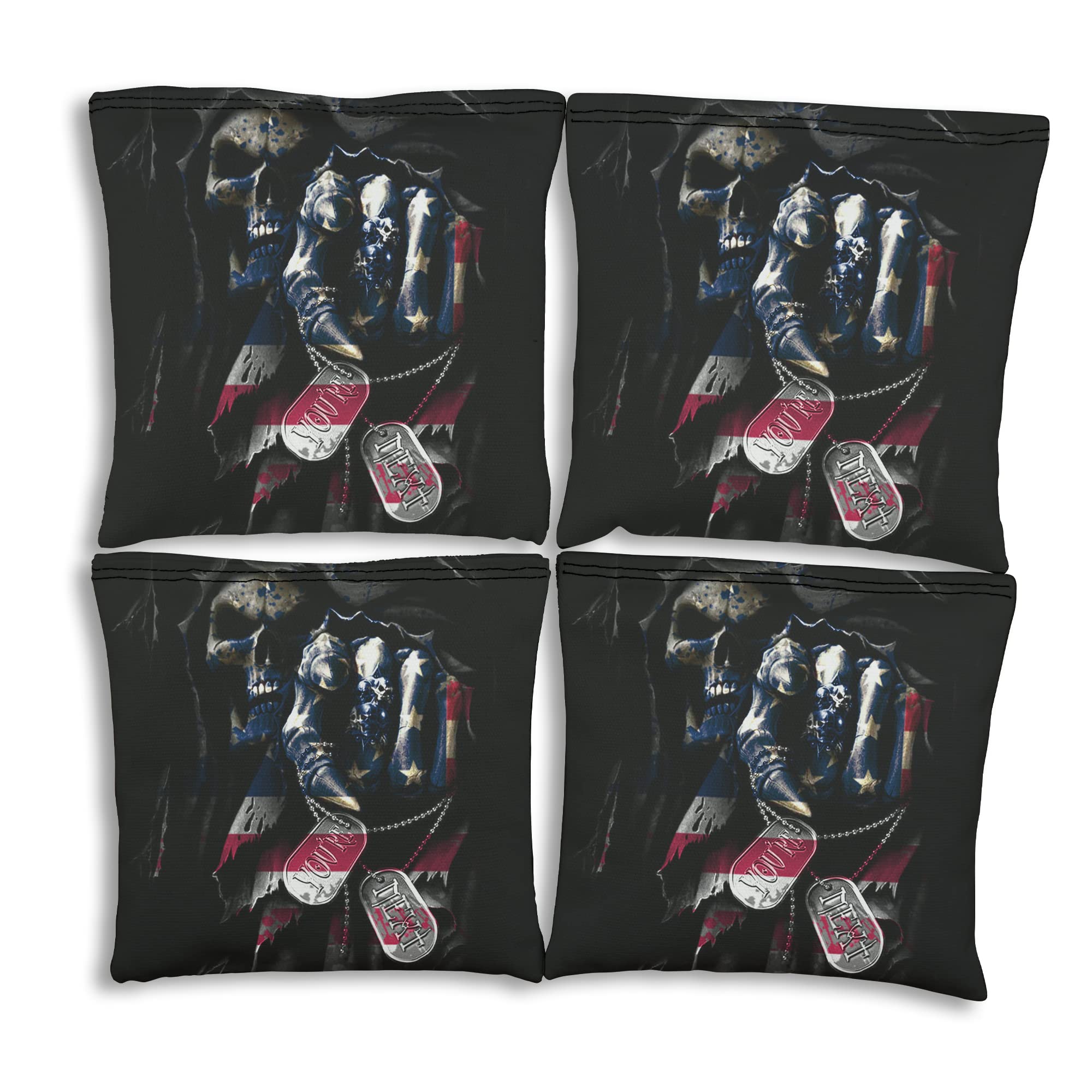 Professional Regulation Cornhole Bags Set of 4 - Tournament Approved 30+ Designs with Slick & Stick Cornhole Bean Bags for Outdoor Games, Tailgating, Backyard Parties & BBQ Events