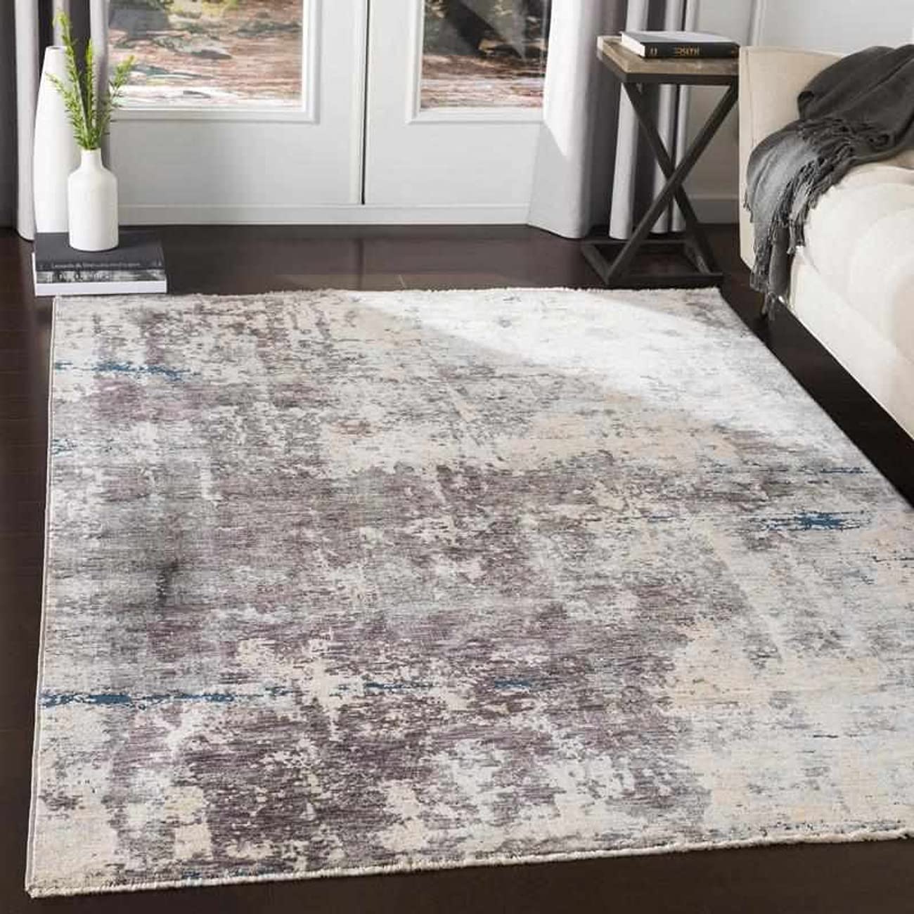 Mark&Day Modern Medium Gray Marble Area Rug 8x10 - Soft Non-Slip Living Room Rug, Bedroom Carpet, Kitchen Floor Mat in Grey Black White (7'10