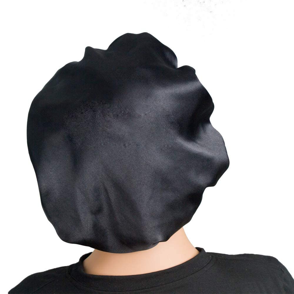 AP SALES Silk & Satin Sleep Bonnet for Curly Hair - Adjustable Hair Cap with 3 Free Scrunchies | Perfect for Nighttime Hair Protection, Travel & Salon Visits