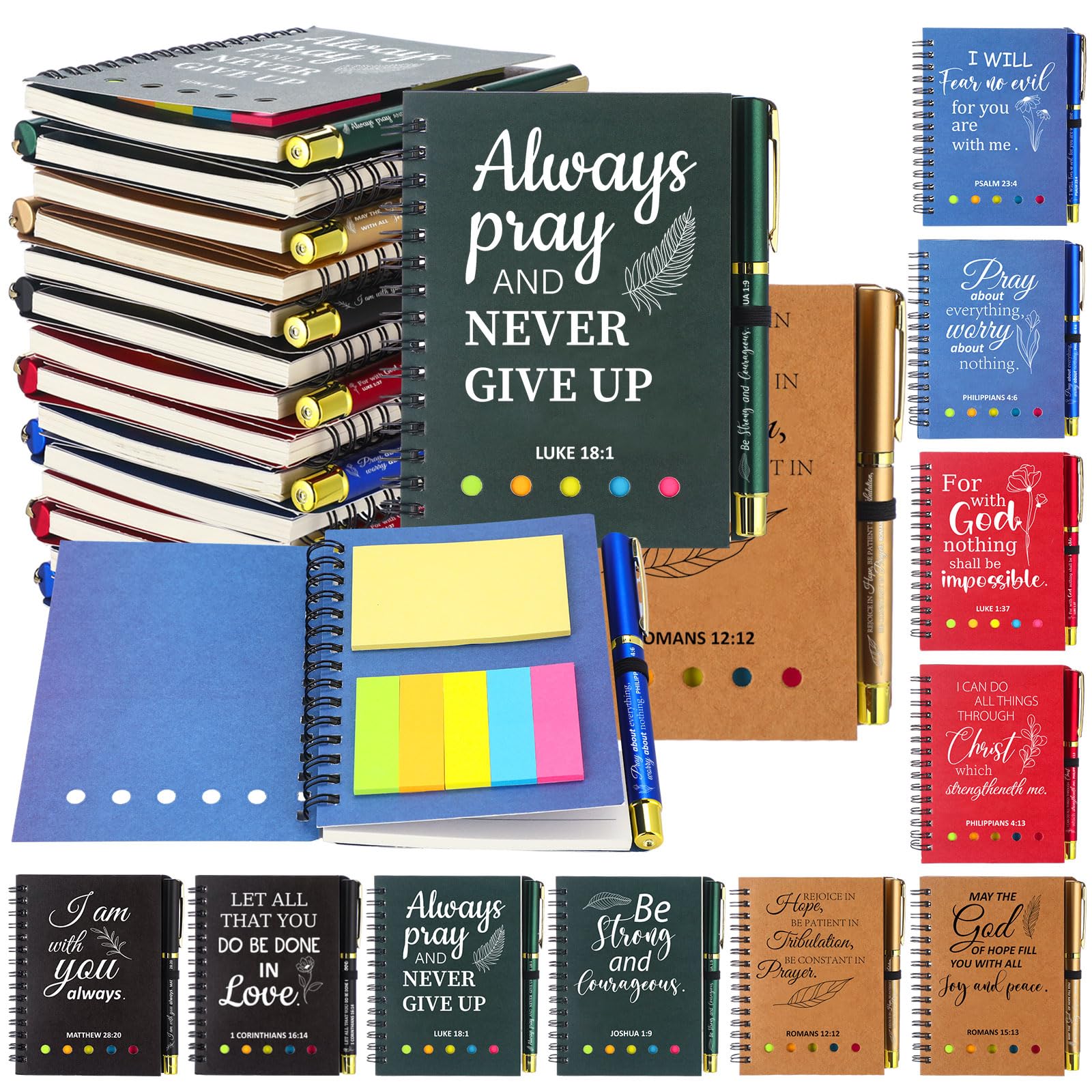 Christian Spiral Notebook with Bible Verse - Prayer Journal & Pen for Office, Teacher, Nurse Gifts
