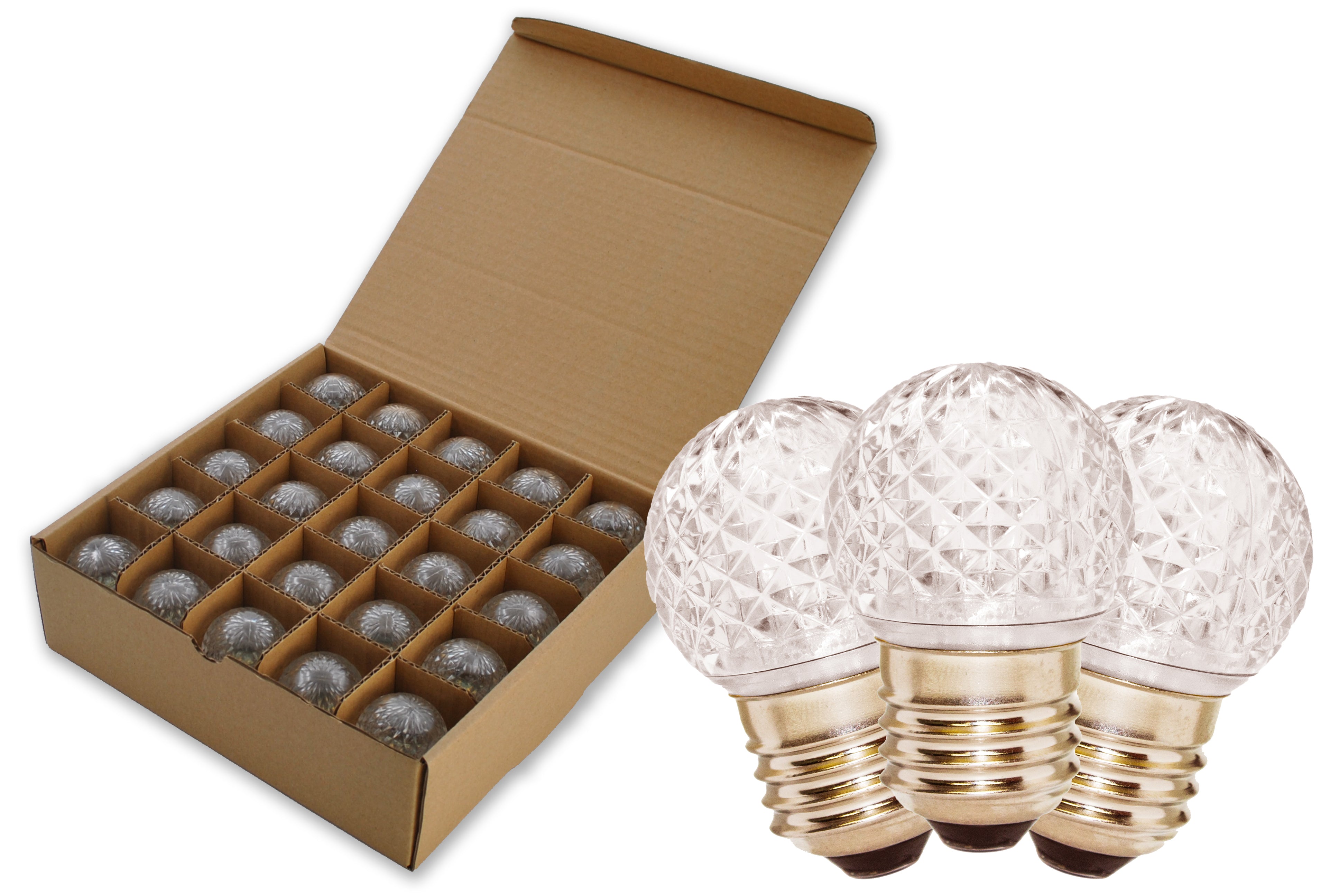 25 Pack G40 SMD Warm White LED Light Bulbs 3000K, E26 Base - Energy Efficient Commercial Retrofit Bulbs for Restaurants, Hotels, and Retail Stores