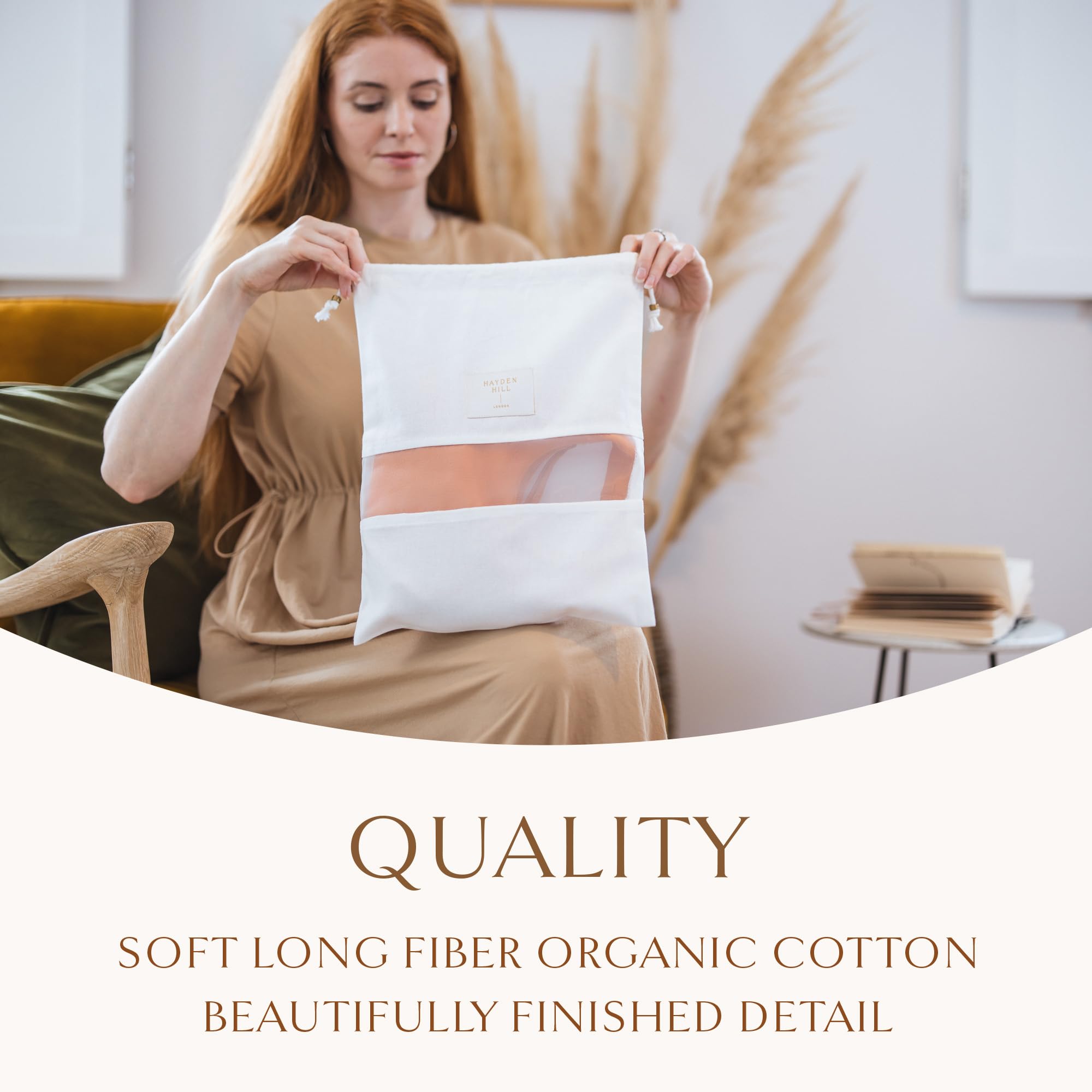 Hayden Hill Premium Organic Cotton Dust Bags for Handbags & Purses - 3 Pack Small (15 Inch) - Luxury Shoe Storage Bags, Purse Protectors for Closet Organization - Carbon Neutral Certified - Perfect for Travel, Storage & Luxury Item Protection