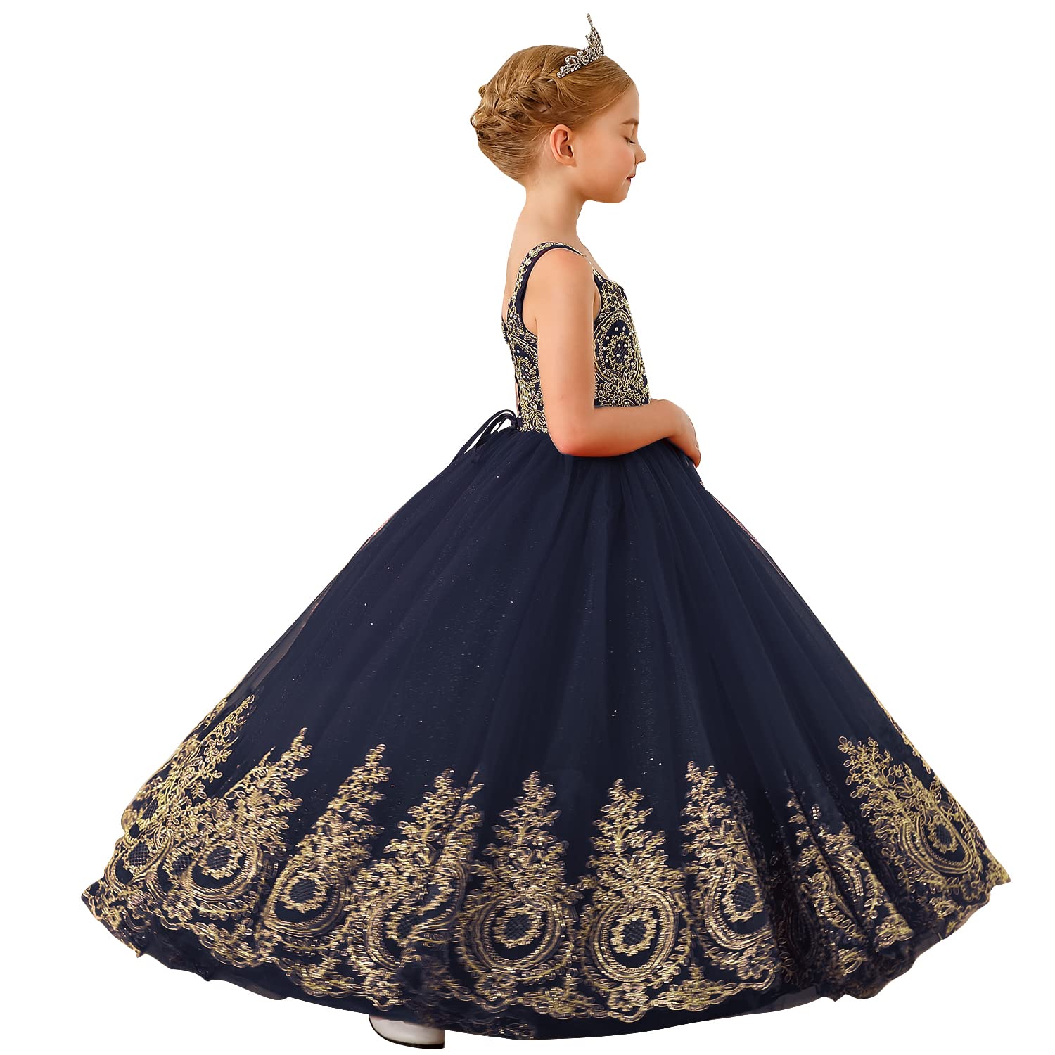 ABAO SISTER Girls Flower Princess Pageant Dress for Weddings, Birthday Parties & Prom - Elegant Ball Gown Formal Dress for Special Occasions