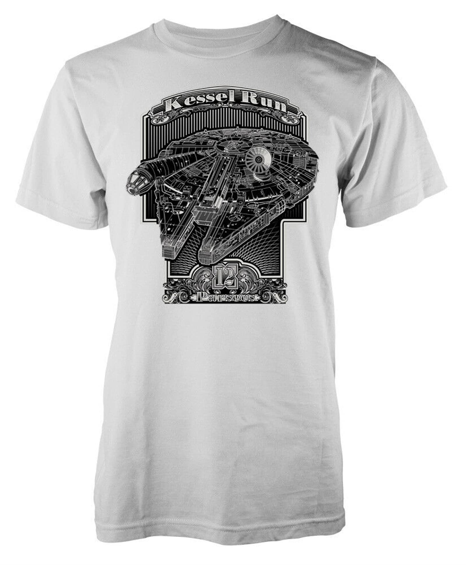 Star Wars Han Solo Millennium Falcon Hyperspace T-Shirt for Adults | Kessel Run Graphic Tee | Cool Sci-Fi Movie Merchandise for Fans & Collectors | Perfect for Cosplay, Conventions & Everyday Wear
