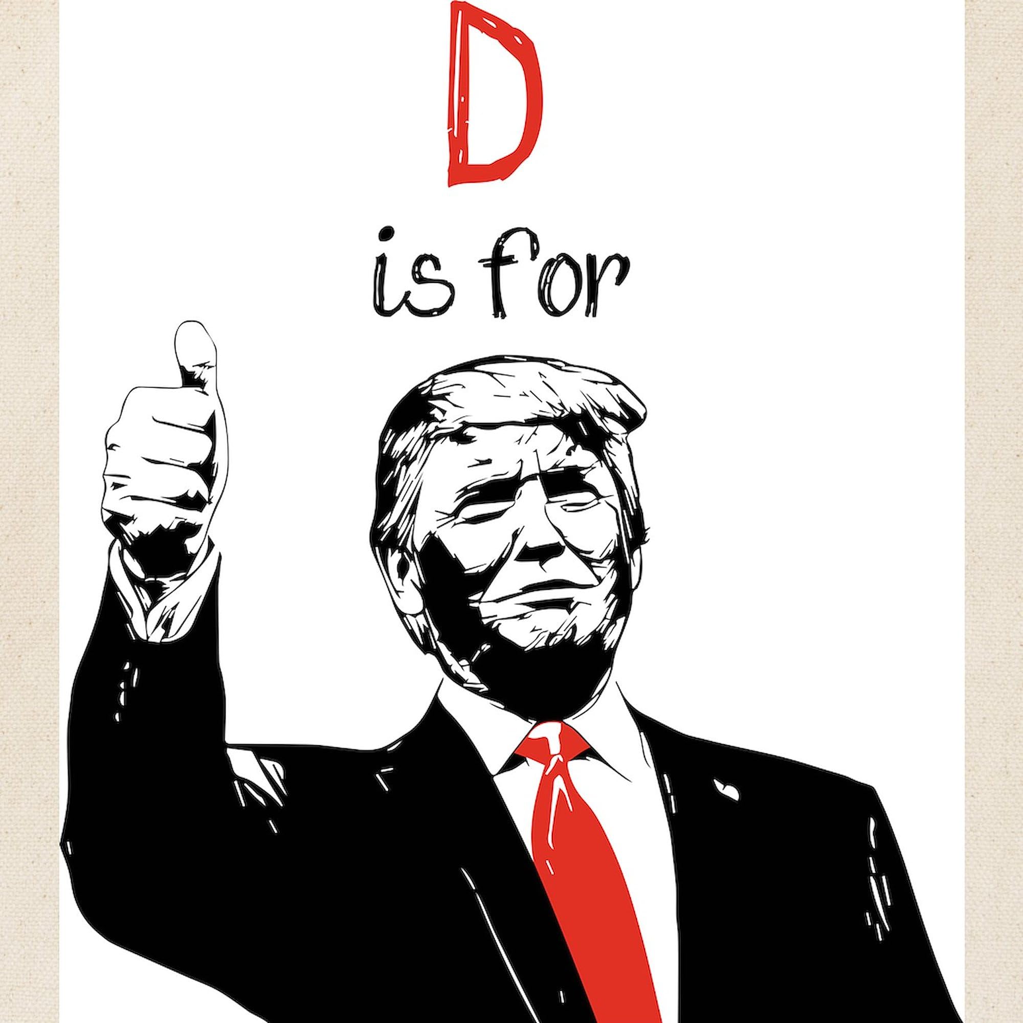 Donald Trump Tote Bag - Natural Canvas Reusable Shopping Bag with 'D Is For Donald' Print | Eco-Friendly Grocery Bag for Political Events, Campaigns & Daily Use