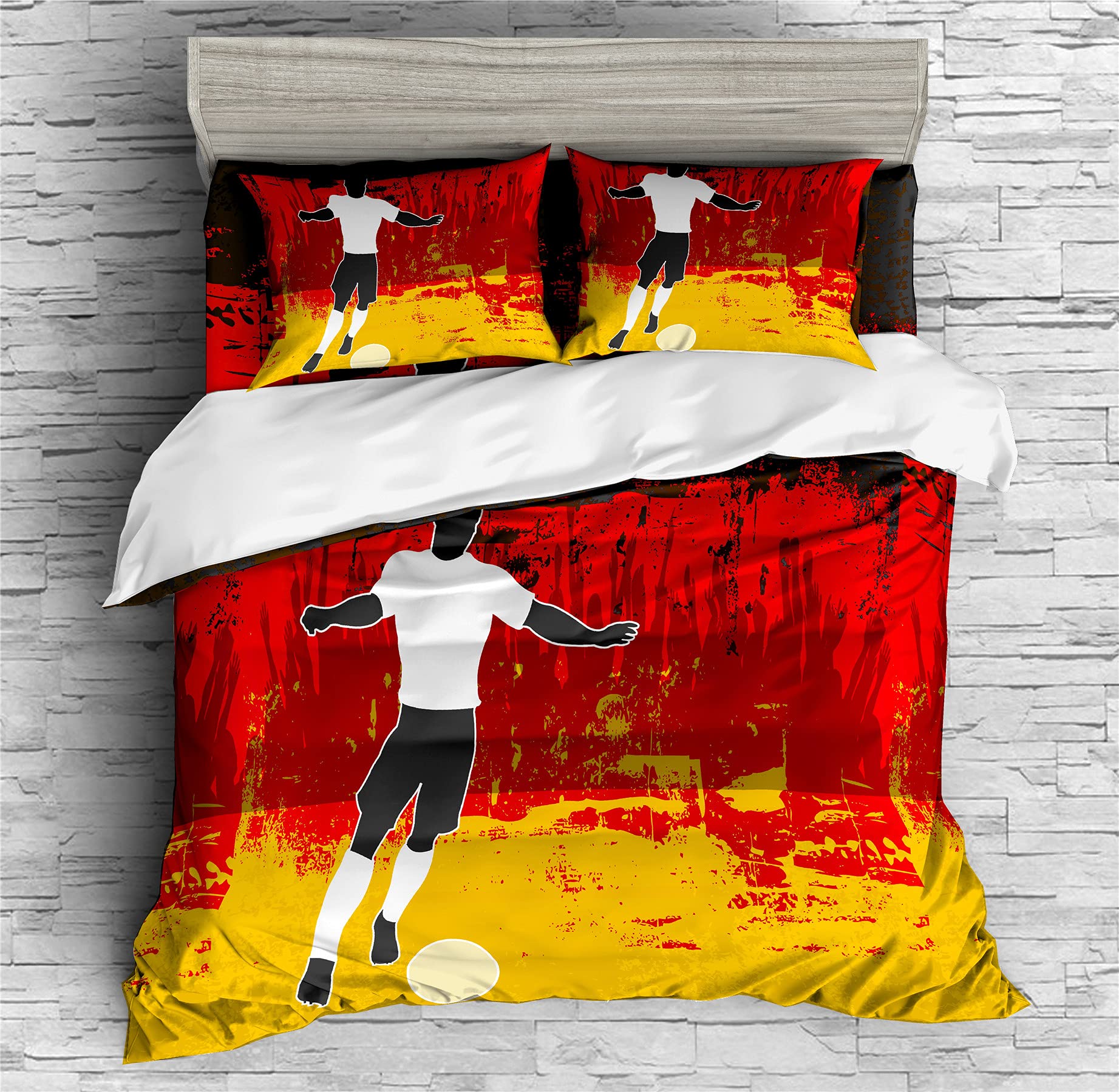 Cool Soccer Themed Duvet Cover Set for Kids - Twin/Full/Queen/King Size Bedding (3/4 Pieces) - Perfect for Sports Lovers' Bedroom Decor | Includes 1 Duvet Cover + 2 Pillow Shams | Ideal for Boys' Rooms, Game Day Decor & Soccer Fan Gifts (Queen Size, 3-Piece Set)