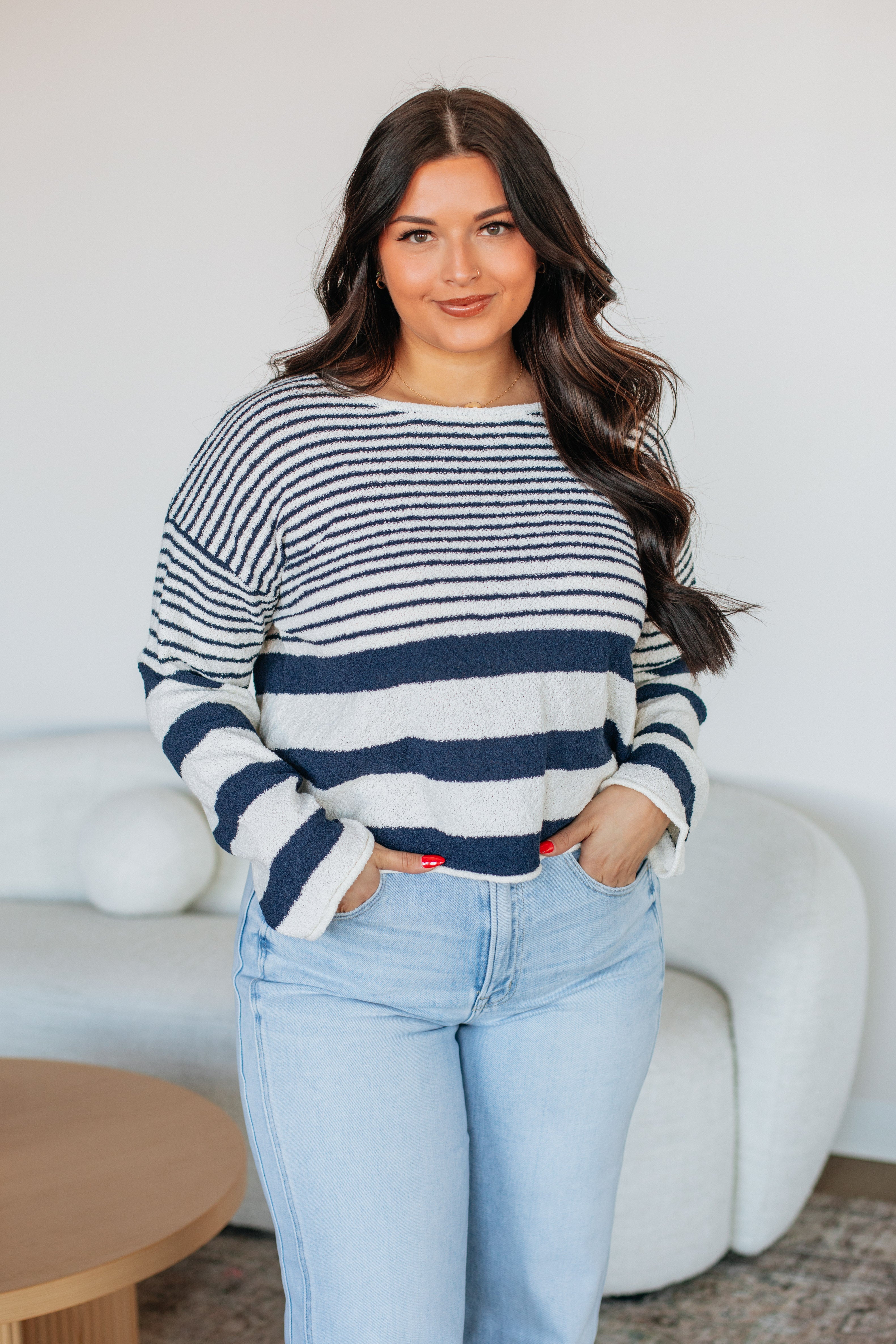 Jenner Striped Sweater for Women | Soft Cotton Knit Pullover | Casual & Cozy Fall Winter Fashion | Perfect for Office, Date Night & Weekend Outfits