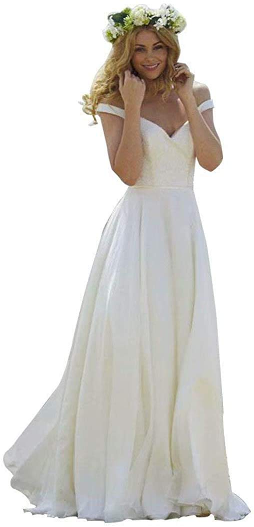 Elegant V-Neck A-Line Beach Wedding Dress by HONGFUYU - Perfect for Destination Weddings, Beach Ceremonies & Romantic Photoshoots