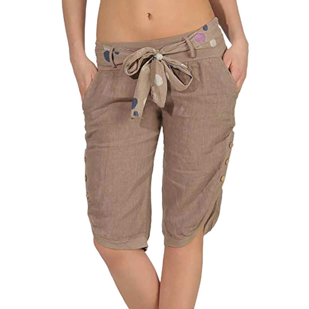 Women's Summer Elastic Waist Shorts with Pockets - Casual & Sporty for Teens