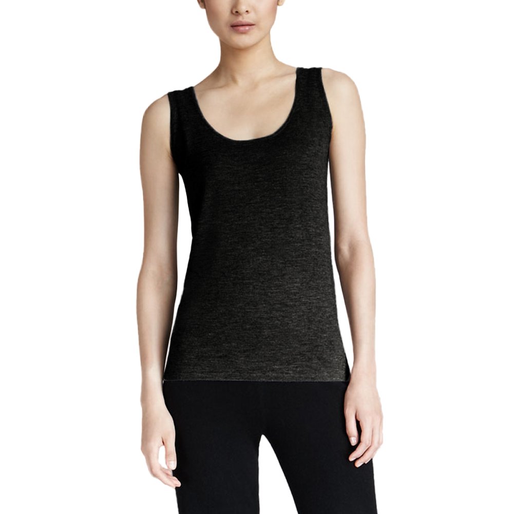Parisbonbon Women's 100% Cashmere Scoop Neck Tank Top - Soft & Luxurious Black Sleeveless Shirt, Size 2XS | Perfect for Layering, Office Wear & Casual Outfits