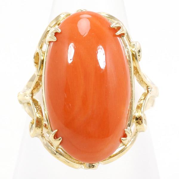 18K Yellow Gold Coral Ring for Women - Elegant Handmade Jewelry Gift for Her - Perfect for Weddings, Anniversaries & Special Occasions