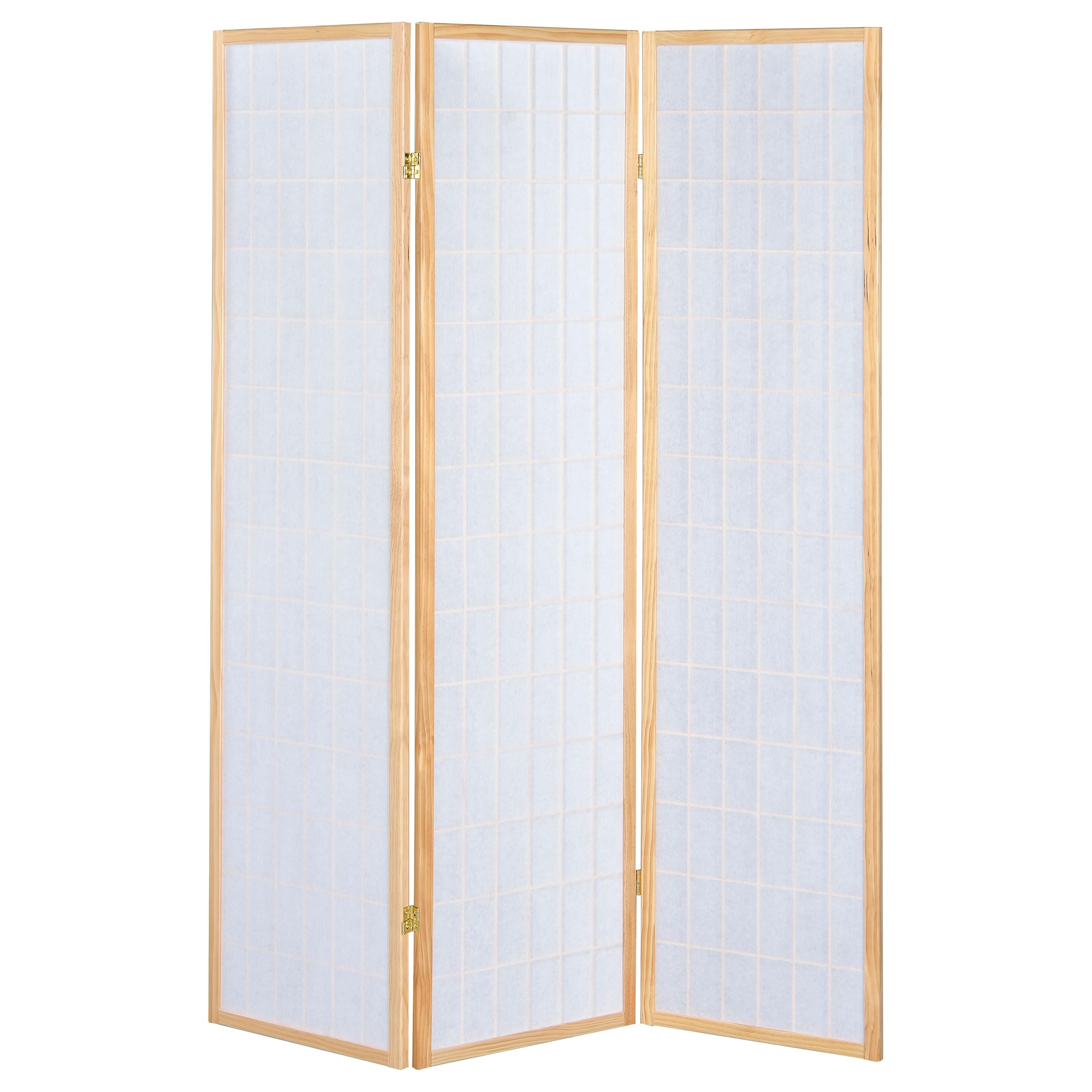 Coaster Home Furnishings Carrie 3-Panel Folding Room Divider Screen - Natural Bamboo Shoji Style for Home Office, Bedroom Privacy & Asian Decor