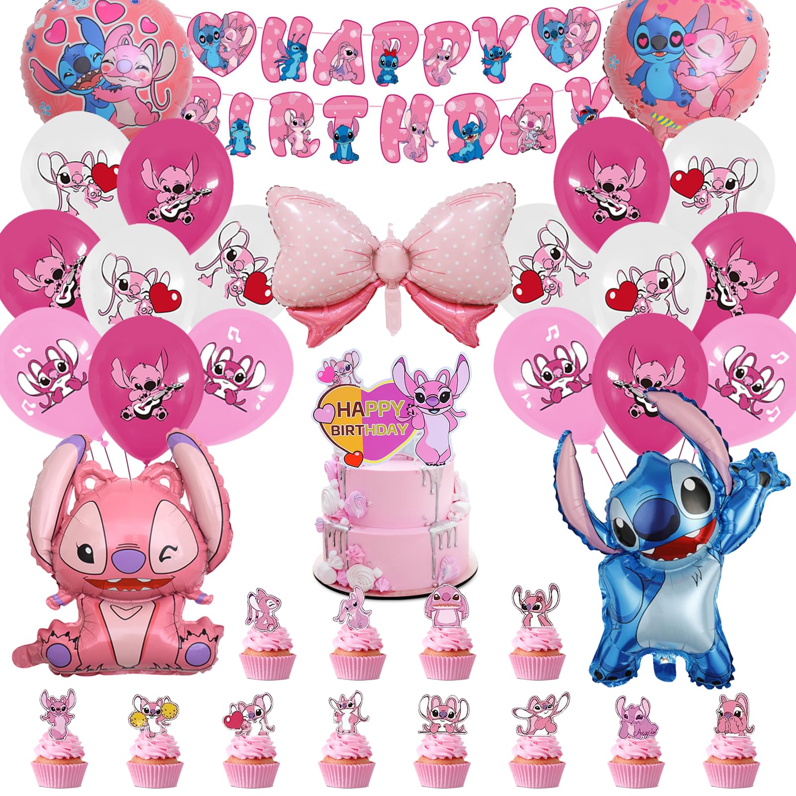 49-Piece Birthday Stitch Kit - DIY Party Decorations with Balloons, Cake Toppers & Happy Birthday Flags - Perfect for Girls' Birthday Parties, Baby Showers & Home Celebrations