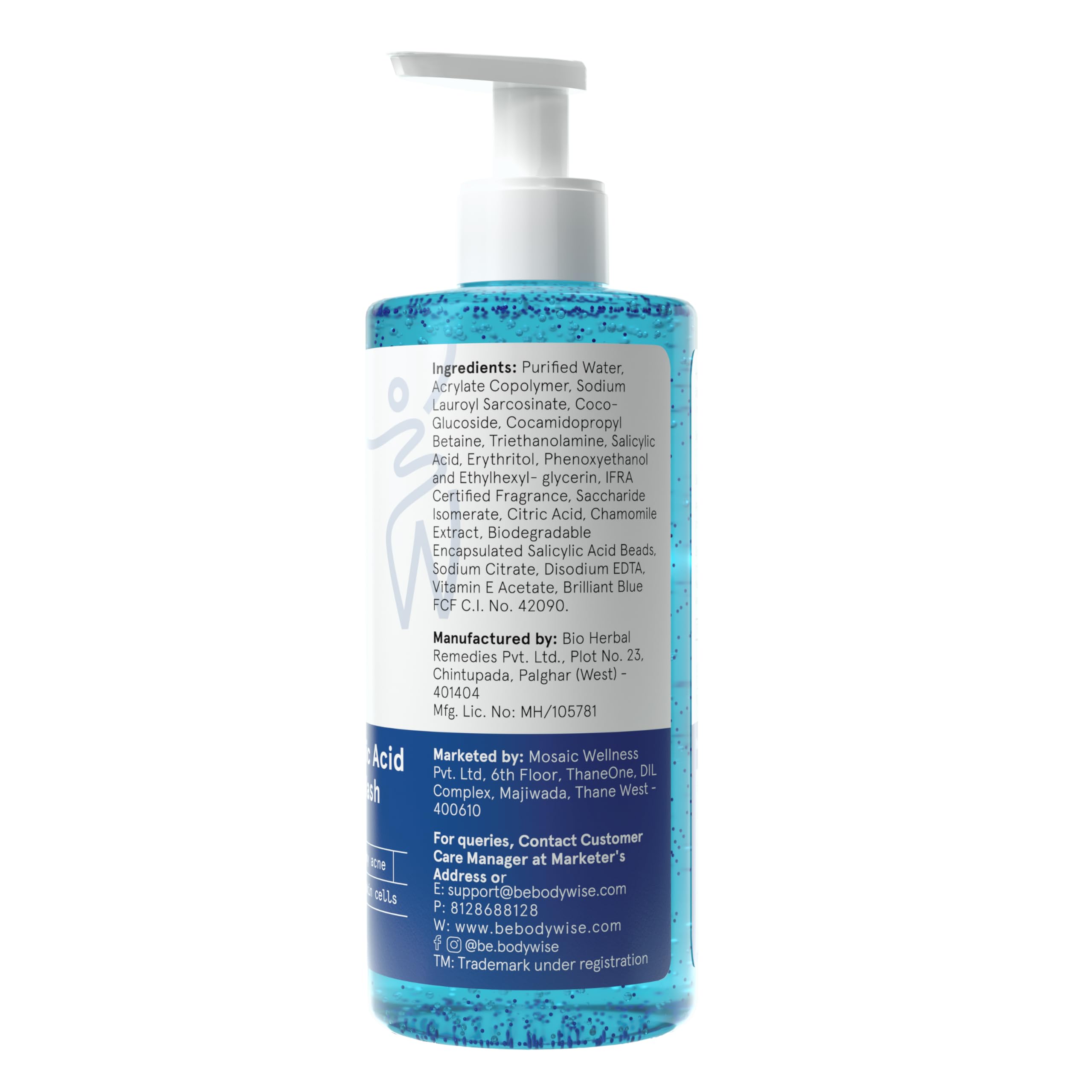 Be Bodywise 1% Salicylic Acid Body Wash 750ml (Pack of 2) - Acne-Fighting Shower Gel for Clear Skin | Paraben & SLS Free | Helps Prevent Body Acne & Exfoliates Dead Skin Cells | Perfect for Daily Use in Gym, Post-Workout & Sensitive Skin Care Routine