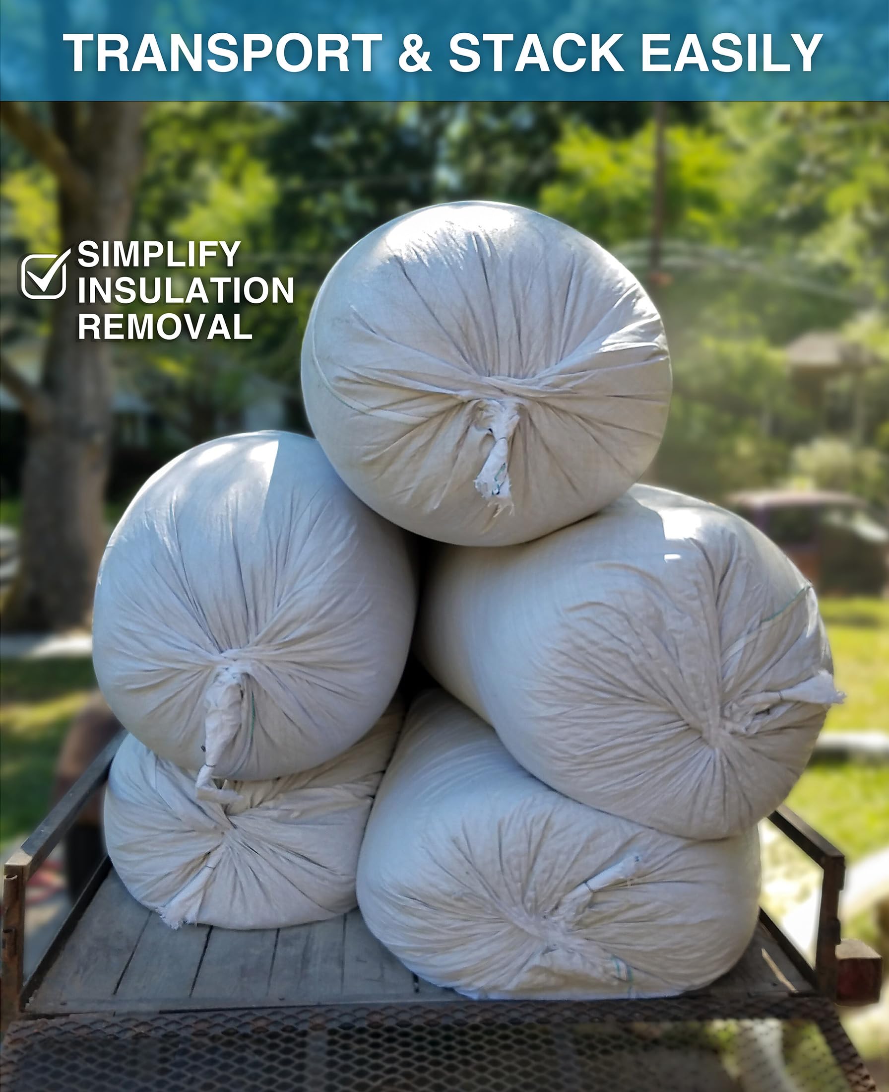 10 Heavy-Duty Insulation Removal Vacuum Bags - Bulldogvacbags (105 Cubic Ft Capacity, 400 lbs Weight Limit) for Attic Cleaning, Construction Debris Removal & Home Renovation Projects