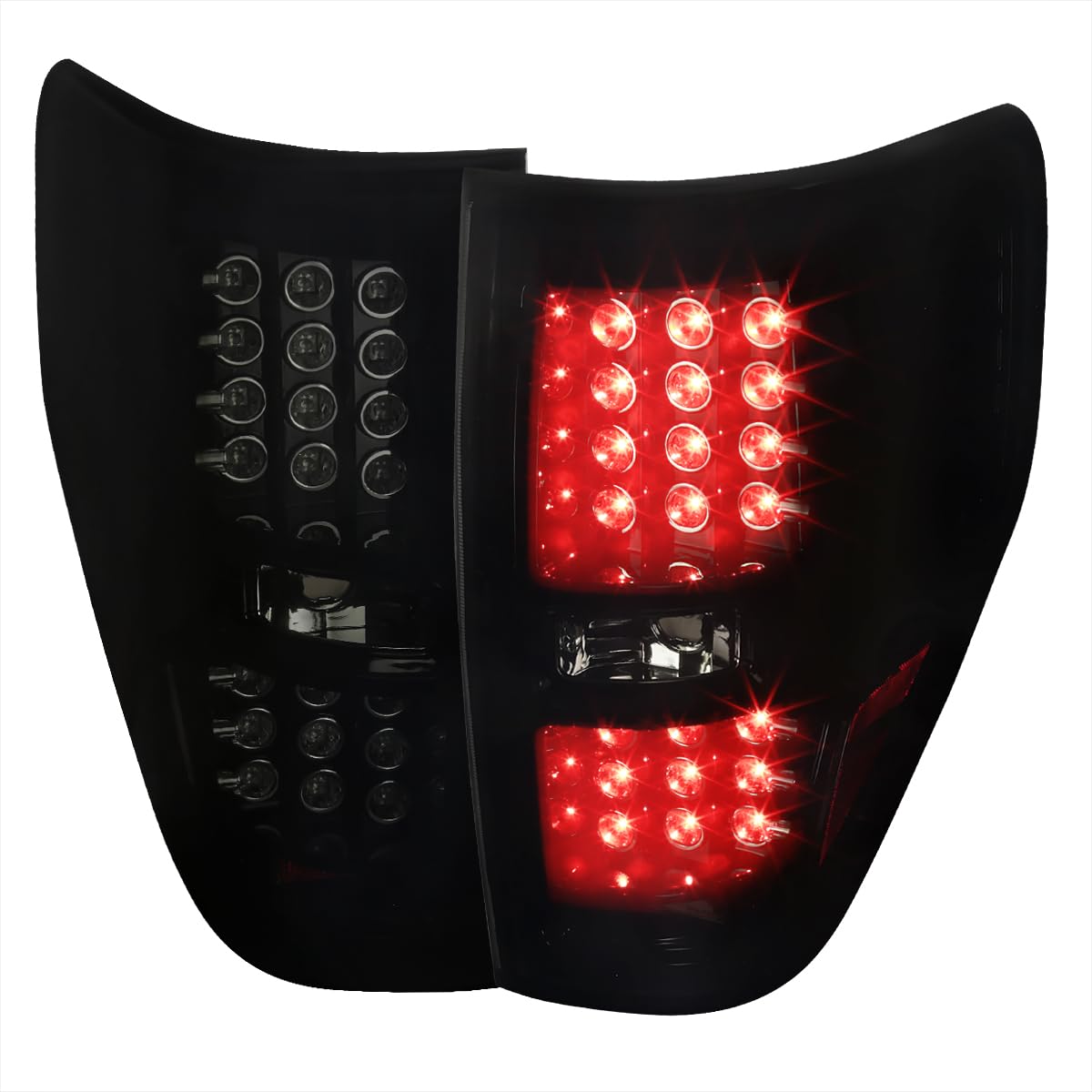 Spec-D Tuning LED Tail Lights - Glossy Black Housing with Smoke Lens for 2009-2014 Ford F-150 (Pair) | Enhanced Visibility & Style for Night Driving & Custom Truck Builds
