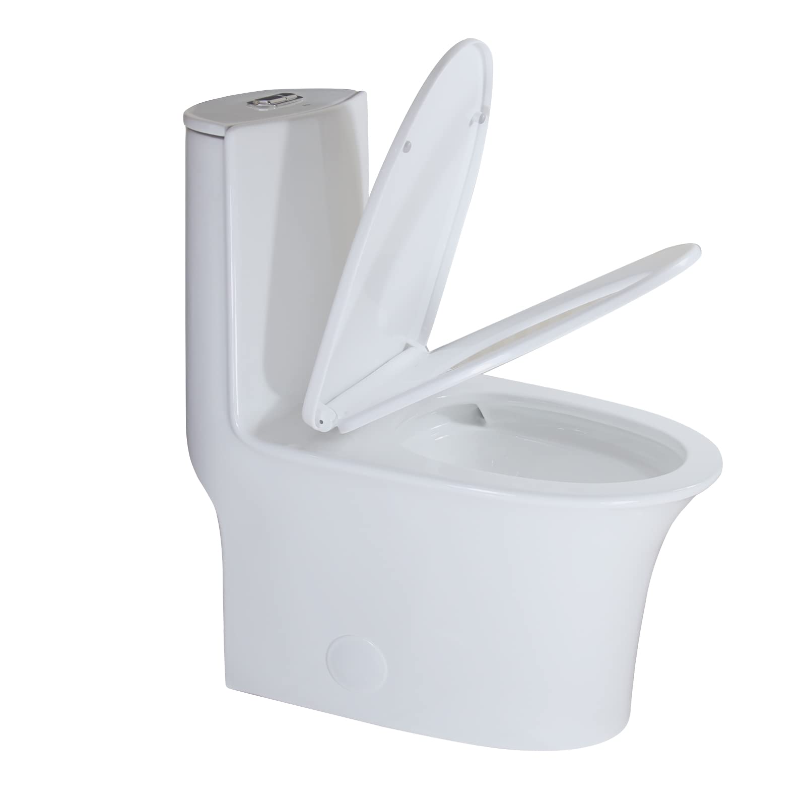 WinZo Modern Elongated One Piece Toilet with Tornado Dual Flush & Soft Closing Seat - White | Water-Efficient Bathroom Upgrade for Homes & Apartments