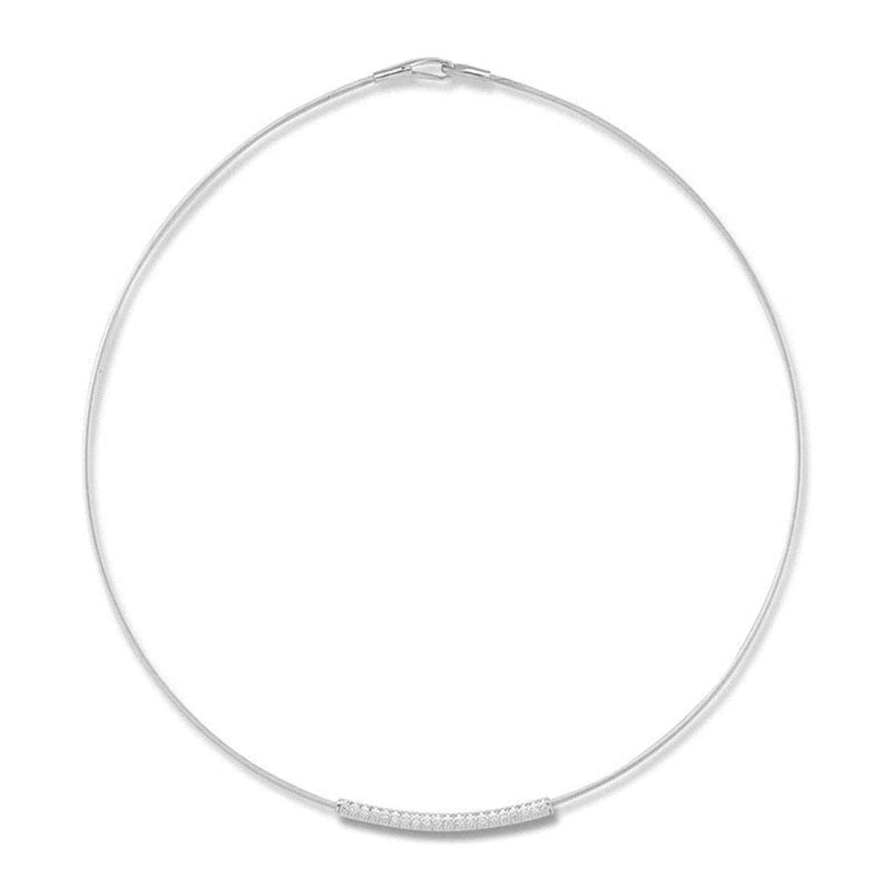 14K Gold Super Flexible Wire Necklace with Pave Diamonds - Elegant Layering Jewelry for Everyday Wear & Special Occasions