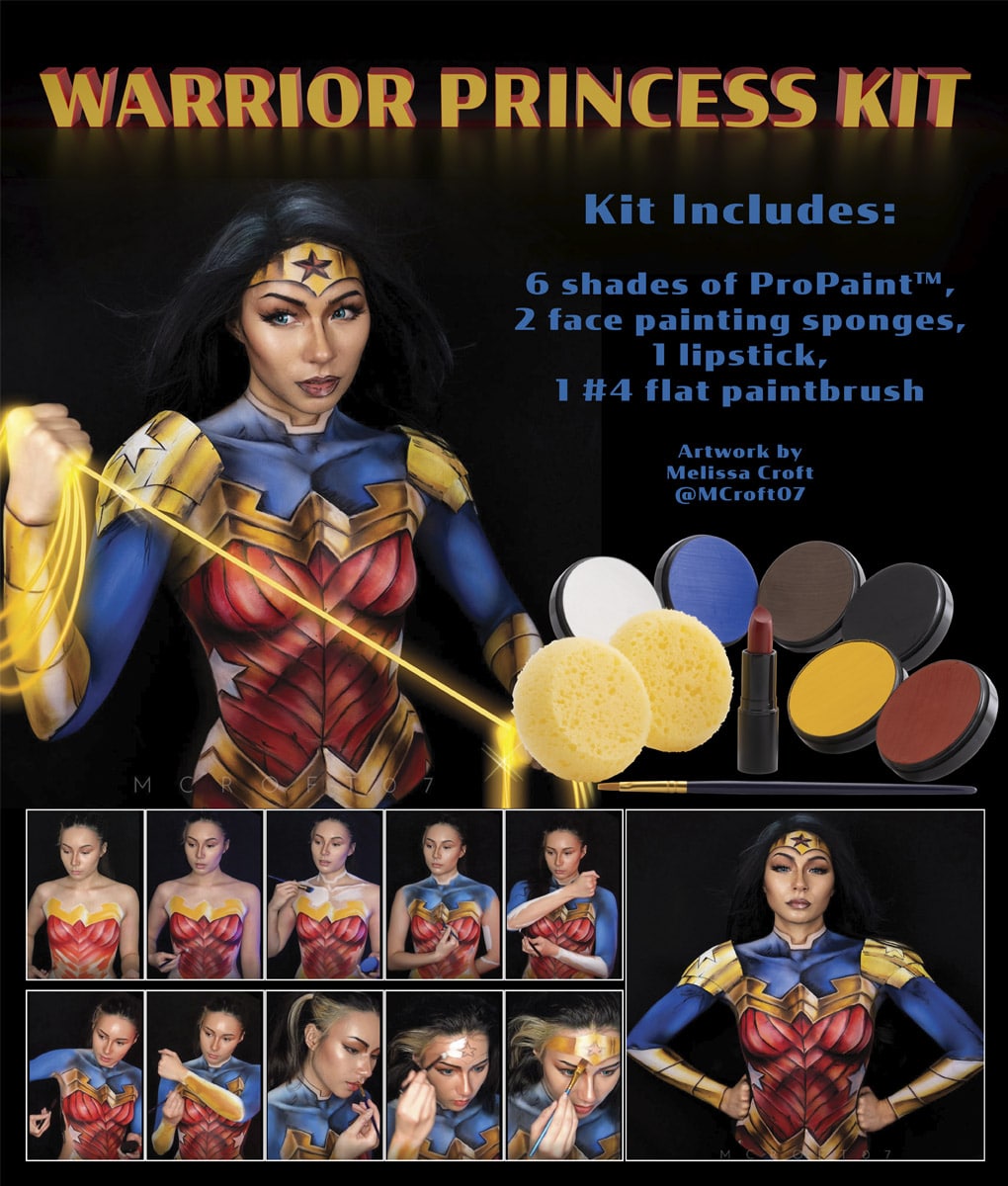 Warrior Princess Makeup Kit for Kids - Fantasy Cosplay Costume Accessories - Perfect for Halloween, Birthday Parties & Dress-Up Play