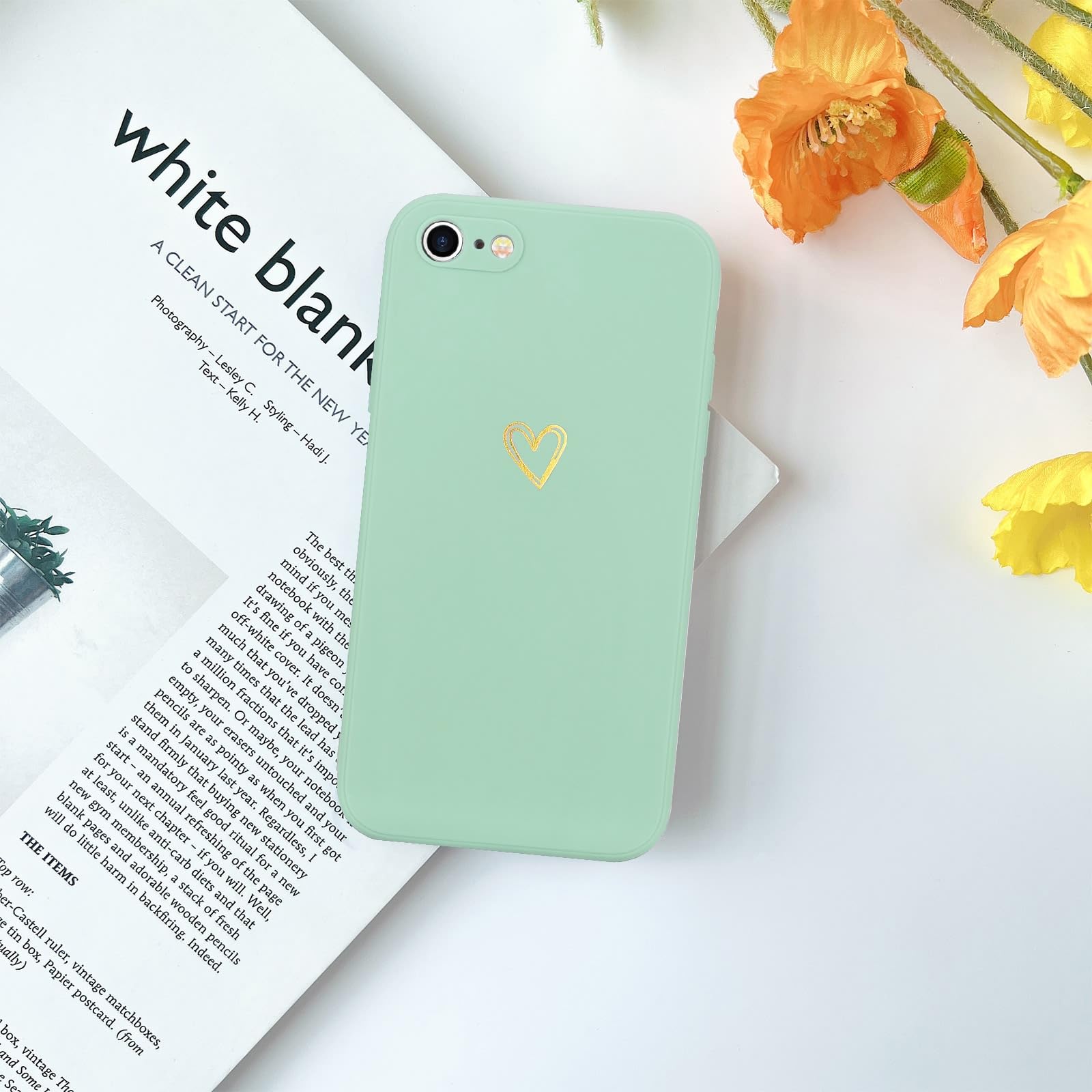 Premium Silicone Phone Case for iPhone SE 2022/2020, iPhone 8 & iPhone 7 - Shockproof Protective Cover with Cute Heart Design in Mint Green - Perfect Gift for Women & Girls (Home, Office, Travel Use)