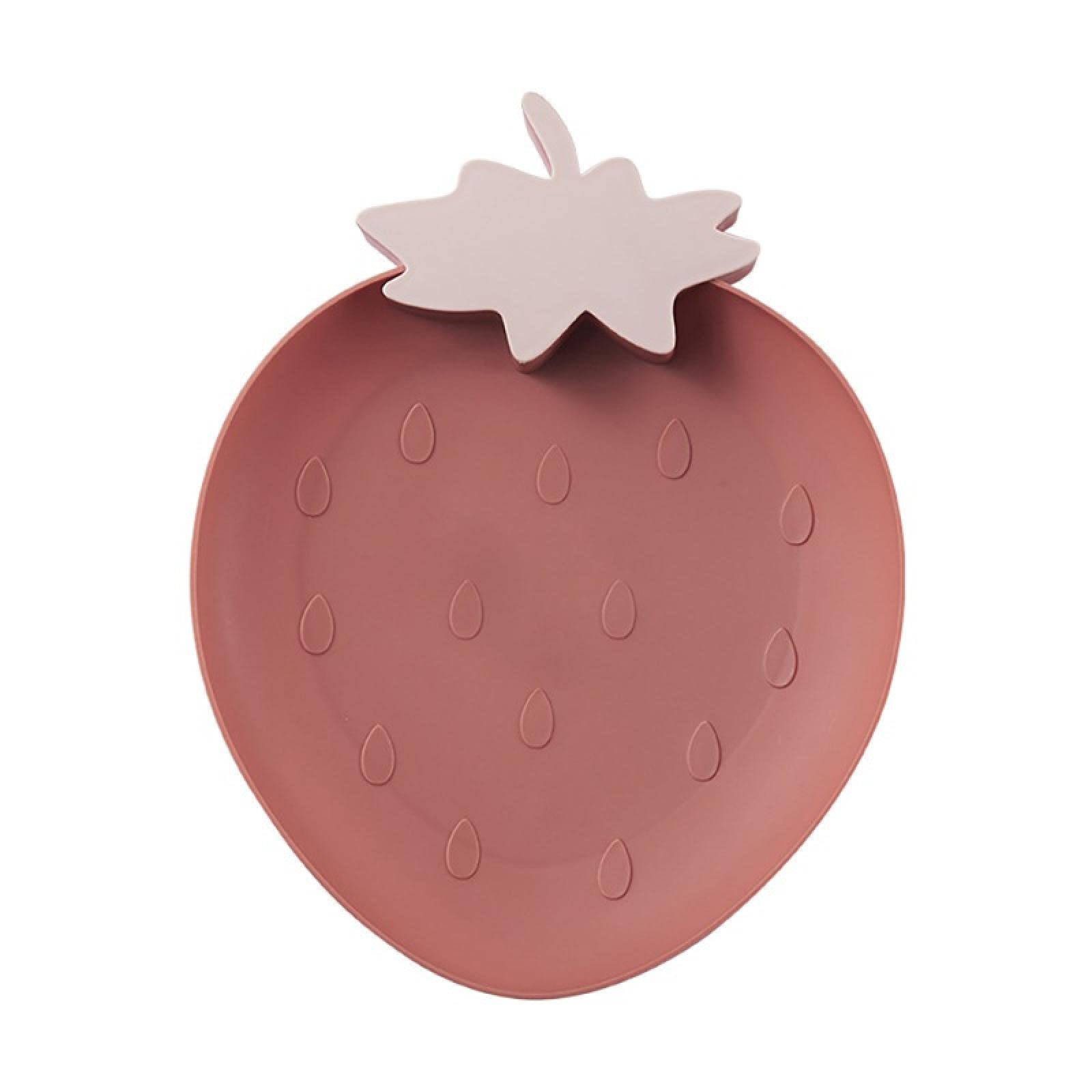 Strawberry-Shaped Plastic Fruit Plate - Cute Snack Tray for Candy, Fruits & Finger Foods | Durable Household Dish for Parties, Picnics & Kids Meals | BPA-Free White Serving Plate for Home & Kitchen Use