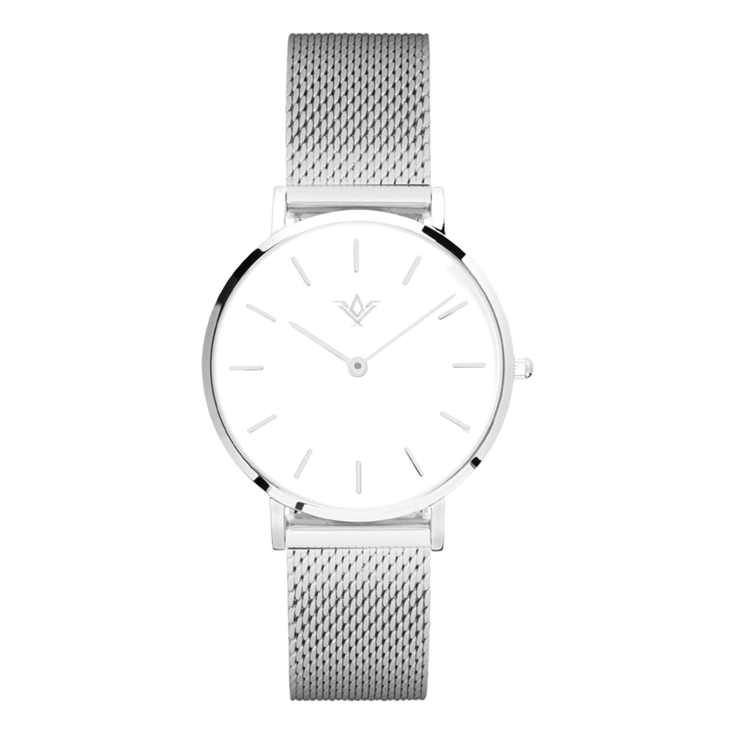 SlideBelts Brig Taylor Classic Women's Watches - 32mm Analog Watch with Mesh or Leather Band | Elegant Timepiece for Office, Date Night & Special Occasions